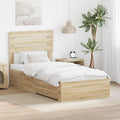 vidaXL Ramka łóżka z szufladą Sonoma dąb i srebro 75 x 190 cm