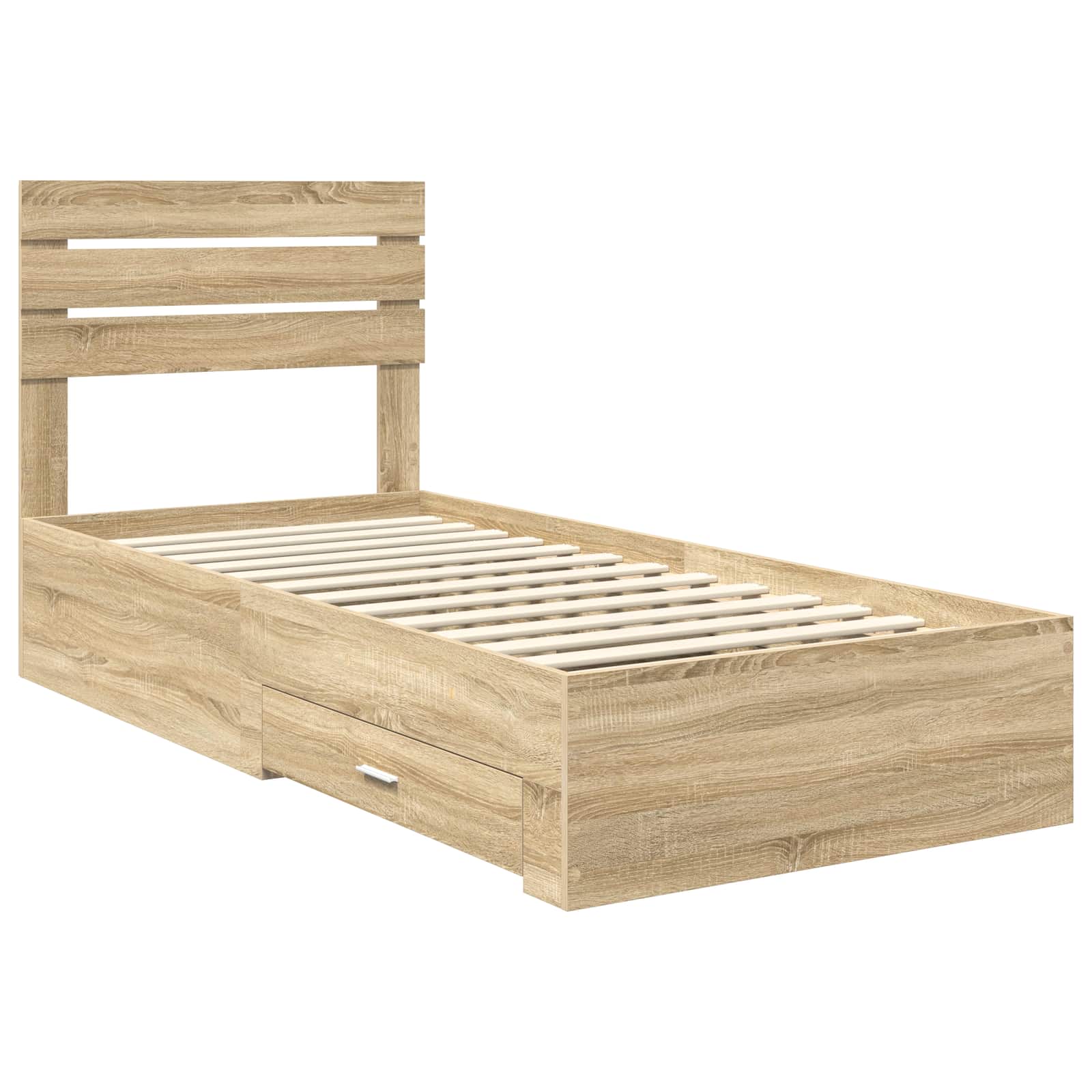 vidaXL Ramka łóżka z szufladą Sonoma dąb i srebro 75 x 190 cm