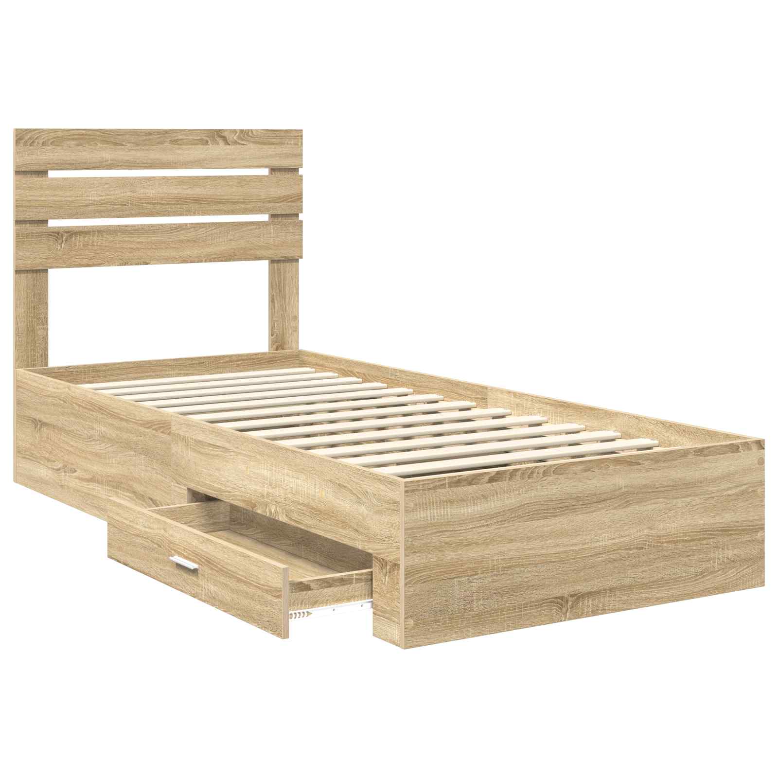 vidaXL Ramka łóżka z szufladą Sonoma dąb i srebro 75 x 190 cm