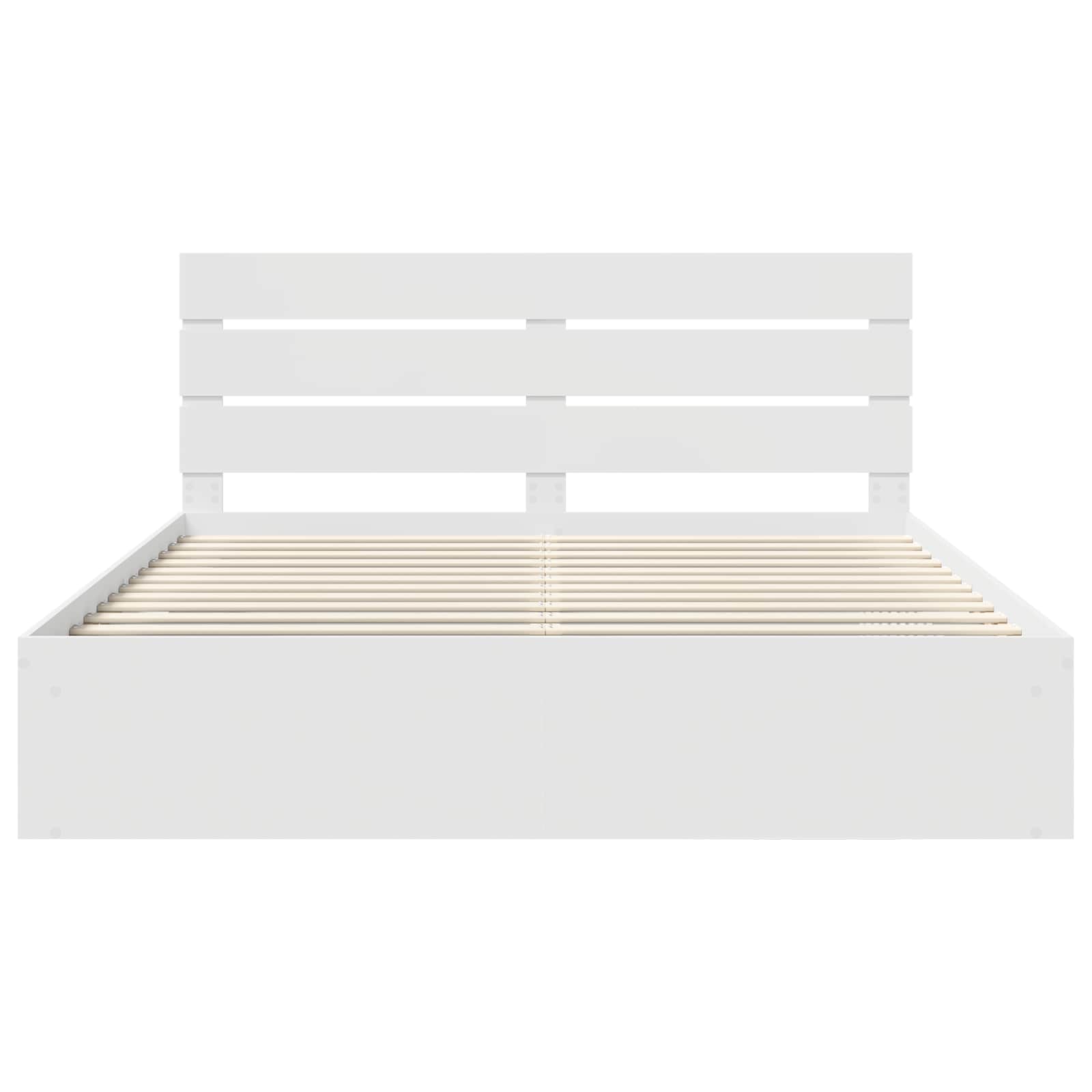 vidaXL Ramka łóżka Z zagłówkiem Biały 200 x 200 cm Lite drewno sosnowe