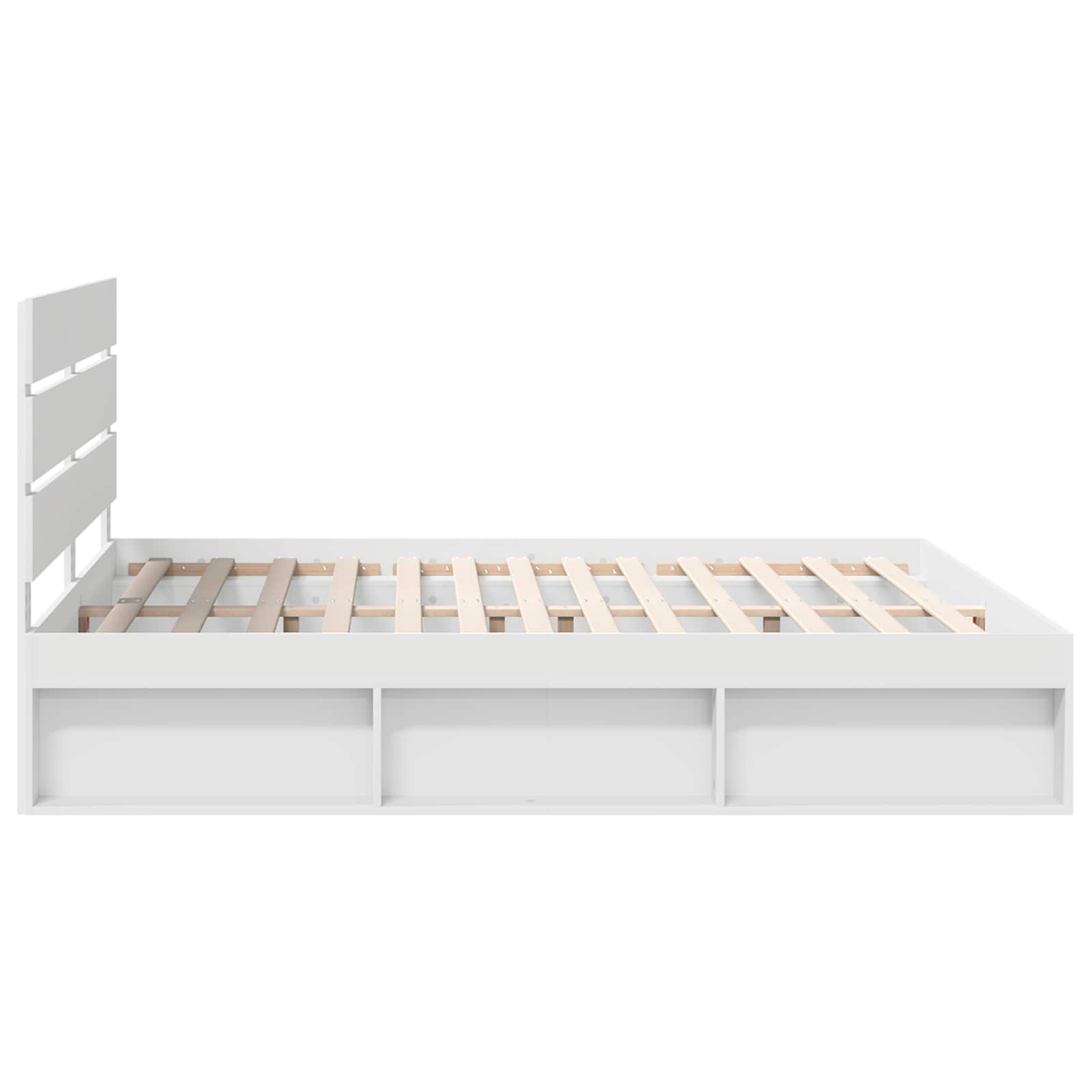 vidaXL Ramka łóżka Z zagłówkiem Biały 200 x 200 cm Lite drewno sosnowe