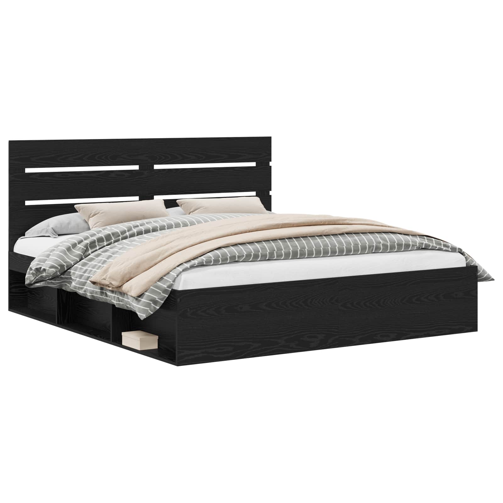 vidaXL Ramka łóżka Czarny 200 x 200 cm Lite drewno sosnowe