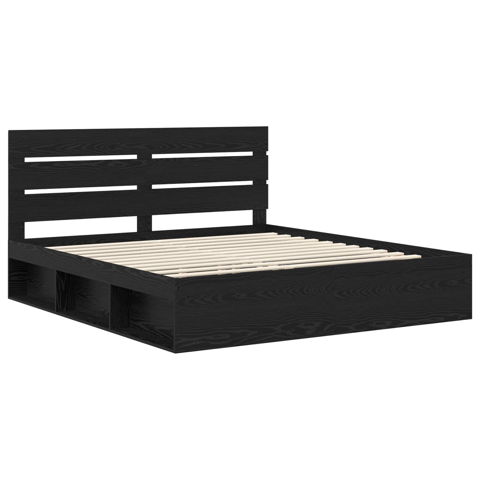 vidaXL Ramka łóżka Czarny 200 x 200 cm Lite drewno sosnowe