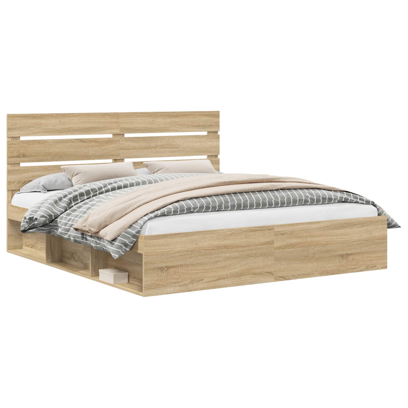 vidaXL Ramka łóżka Sonoma 200 x 200 cm Lite drewno sosnowe
