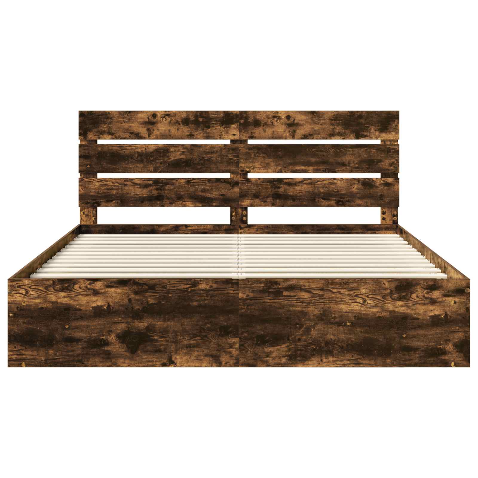vidaXL Ramka łóżka Dąb wędzony 200 x 200 cm Lite drewno sosnowe