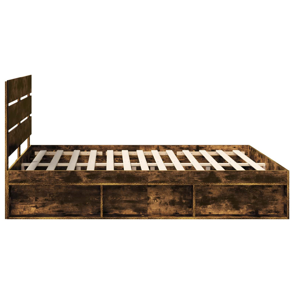 vidaXL Ramka łóżka Dąb wędzony 200 x 200 cm Lite drewno sosnowe