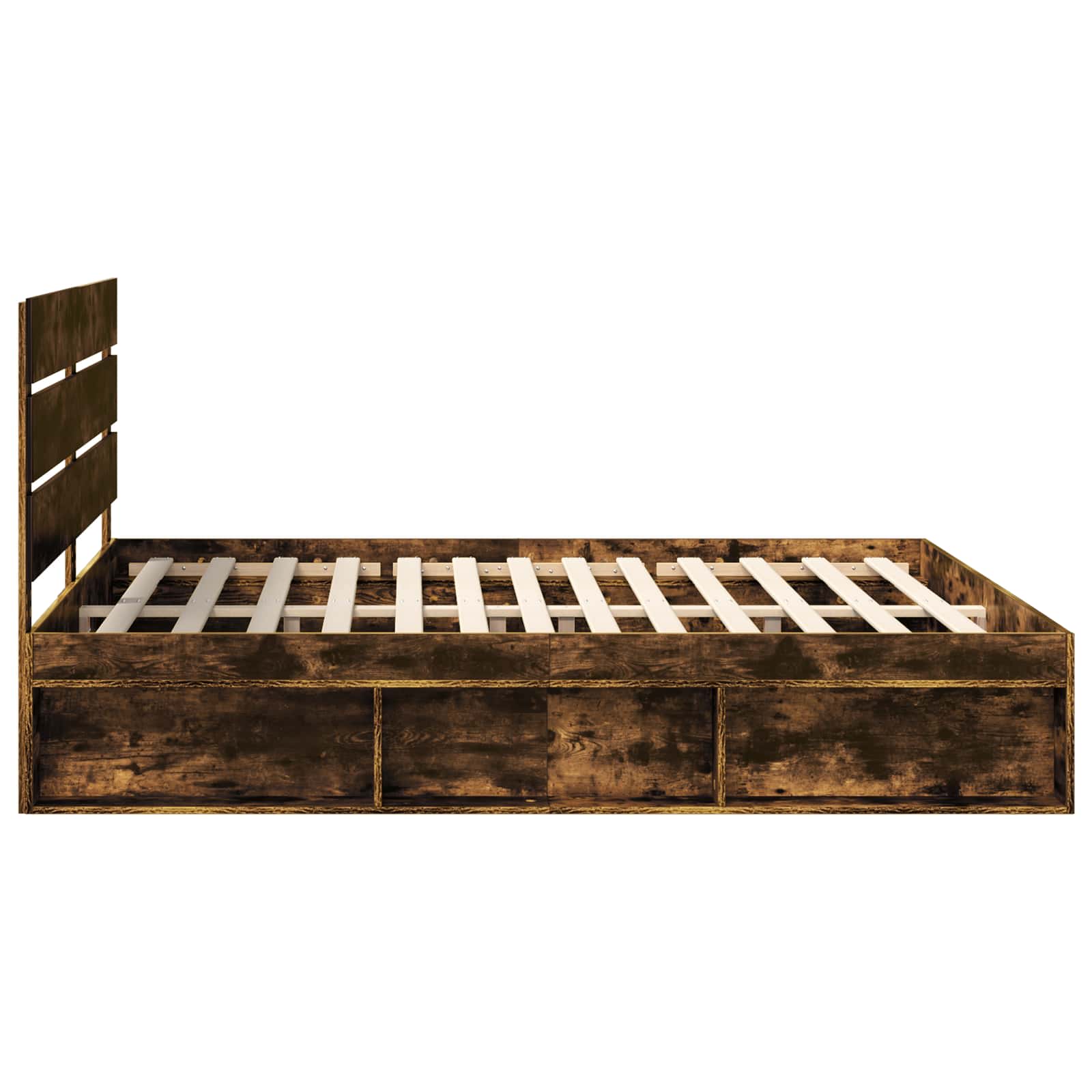 vidaXL Ramka łóżka Dąb wędzony 200 x 200 cm Lite drewno sosnowe
