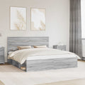 vidaXL Ramka łóżka Szary Sonoma 200 x 200 cm Lite drewno sosnowe