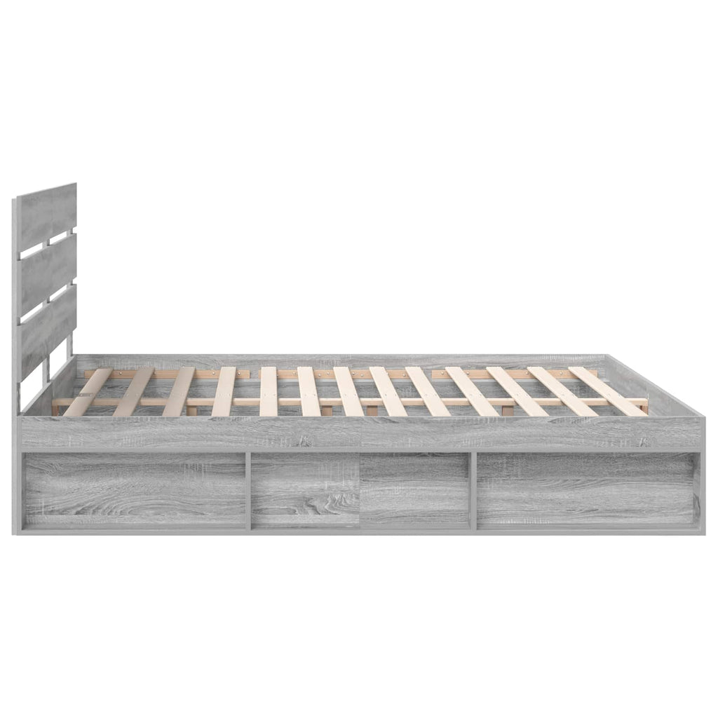 vidaXL Ramka łóżka Szary Sonoma 200 x 200 cm Lite drewno sosnowe