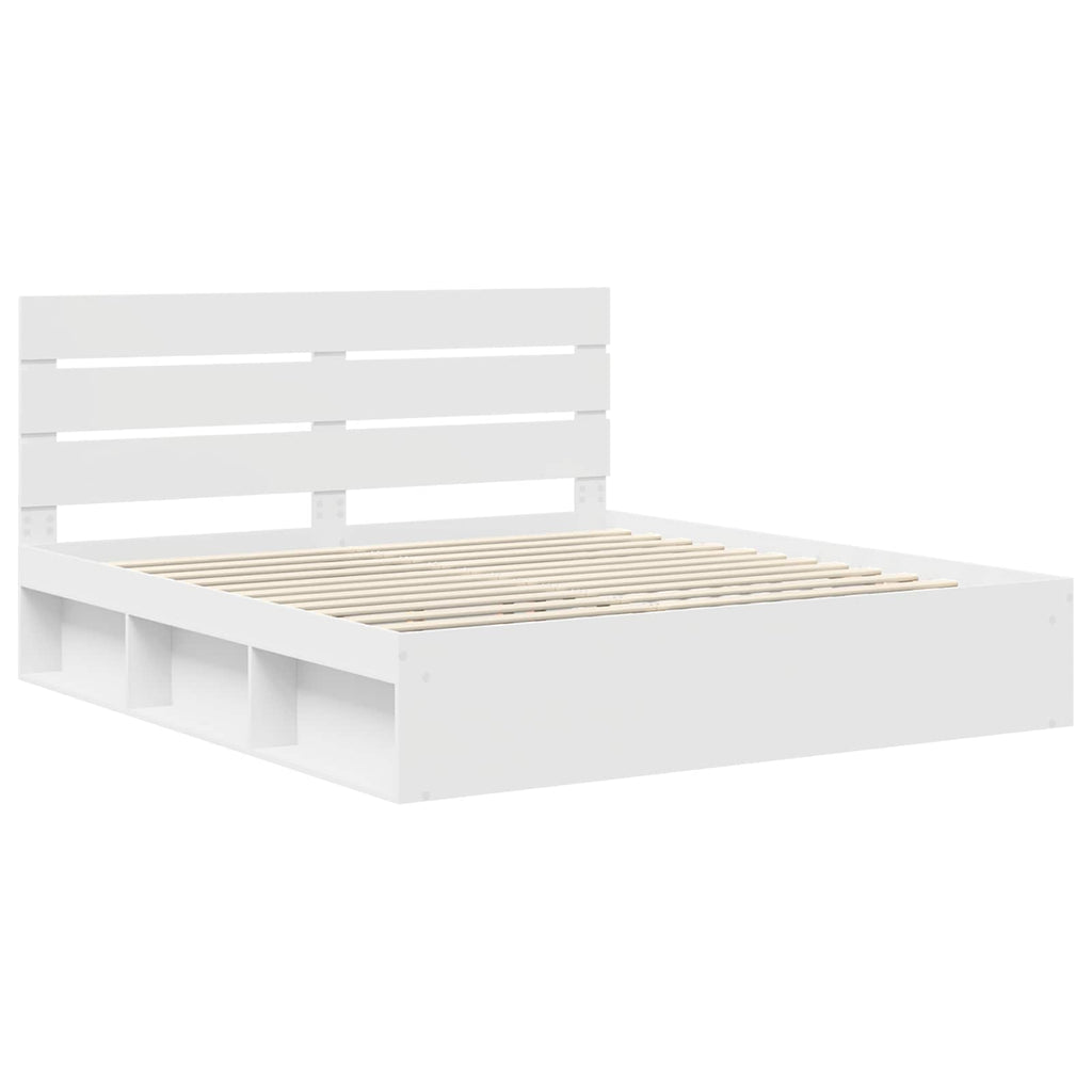 vidaXL Ramka łóżka Z zagłówkiem Biały 180 x 200 cm Lite drewno sosnowe