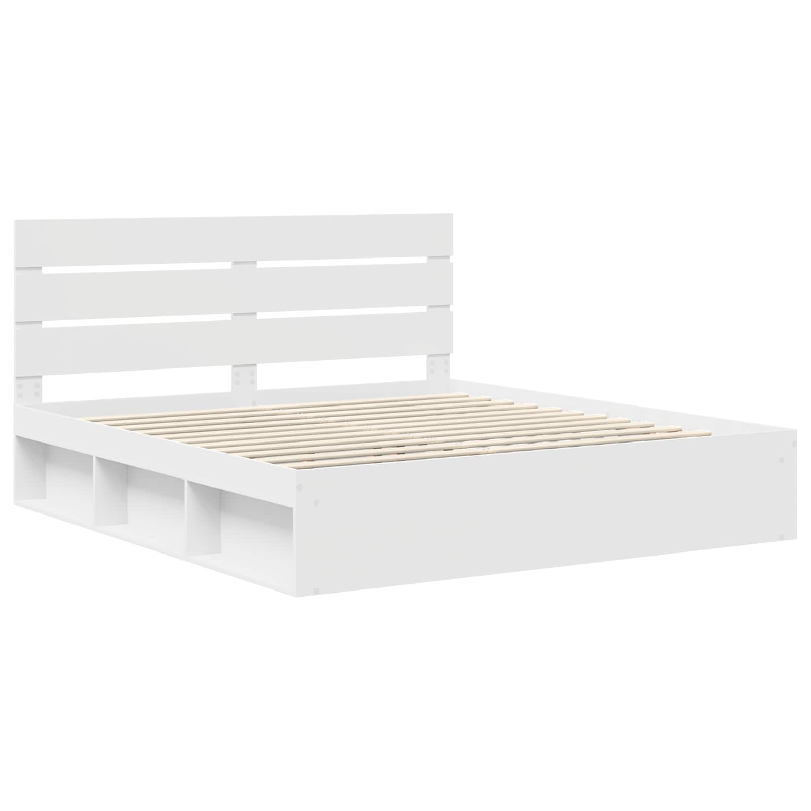 vidaXL Ramka łóżka Z zagłówkiem Biały 180 x 200 cm Lite drewno sosnowe