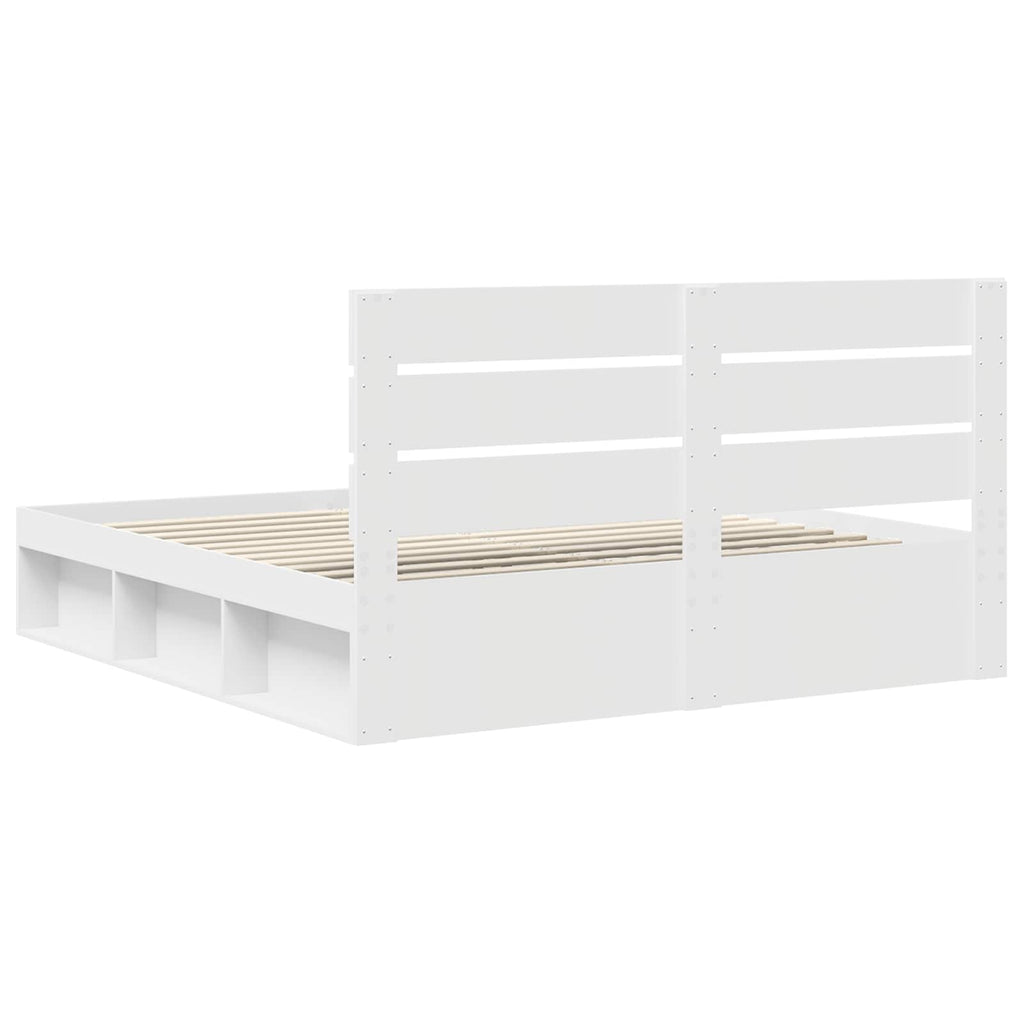 vidaXL Ramka łóżka Z zagłówkiem Biały 180 x 200 cm Lite drewno sosnowe