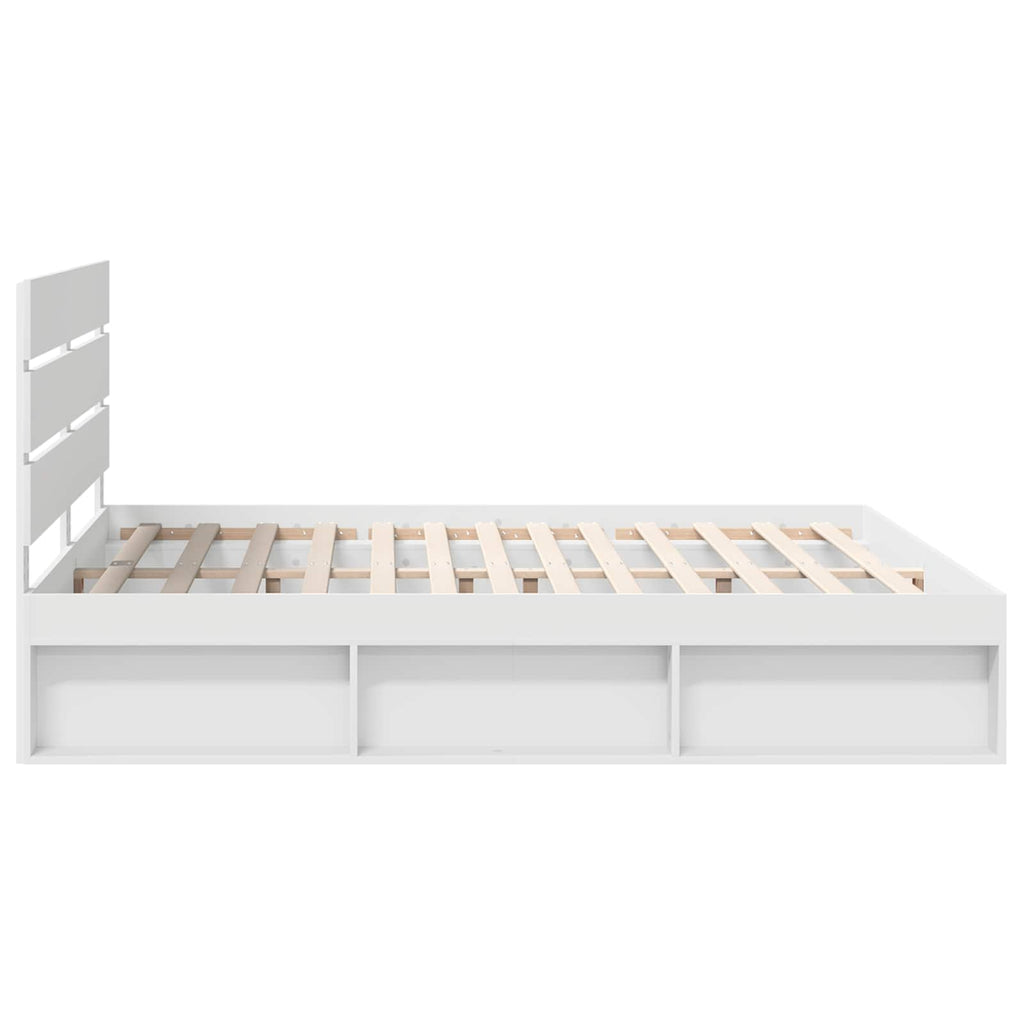 vidaXL Ramka łóżka Z zagłówkiem Biały 180 x 200 cm Lite drewno sosnowe