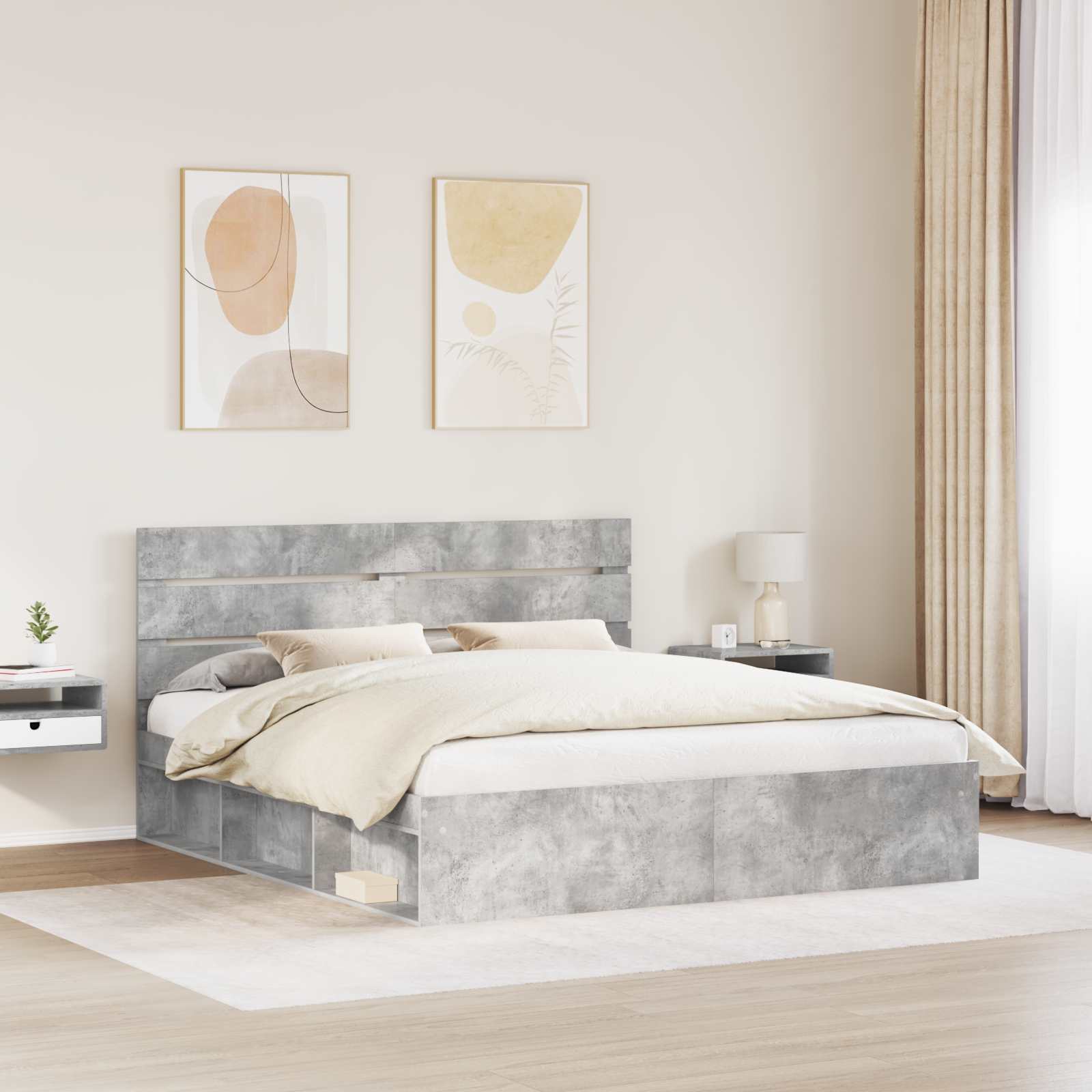 vidaXL Ramka łóżka Betonowy 180 x 200 cm Lite drewno sosnowe