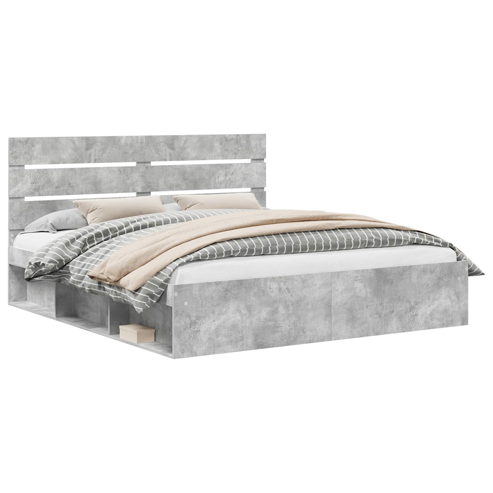vidaXL Ramka łóżka Betonowy 180 x 200 cm Lite drewno sosnowe