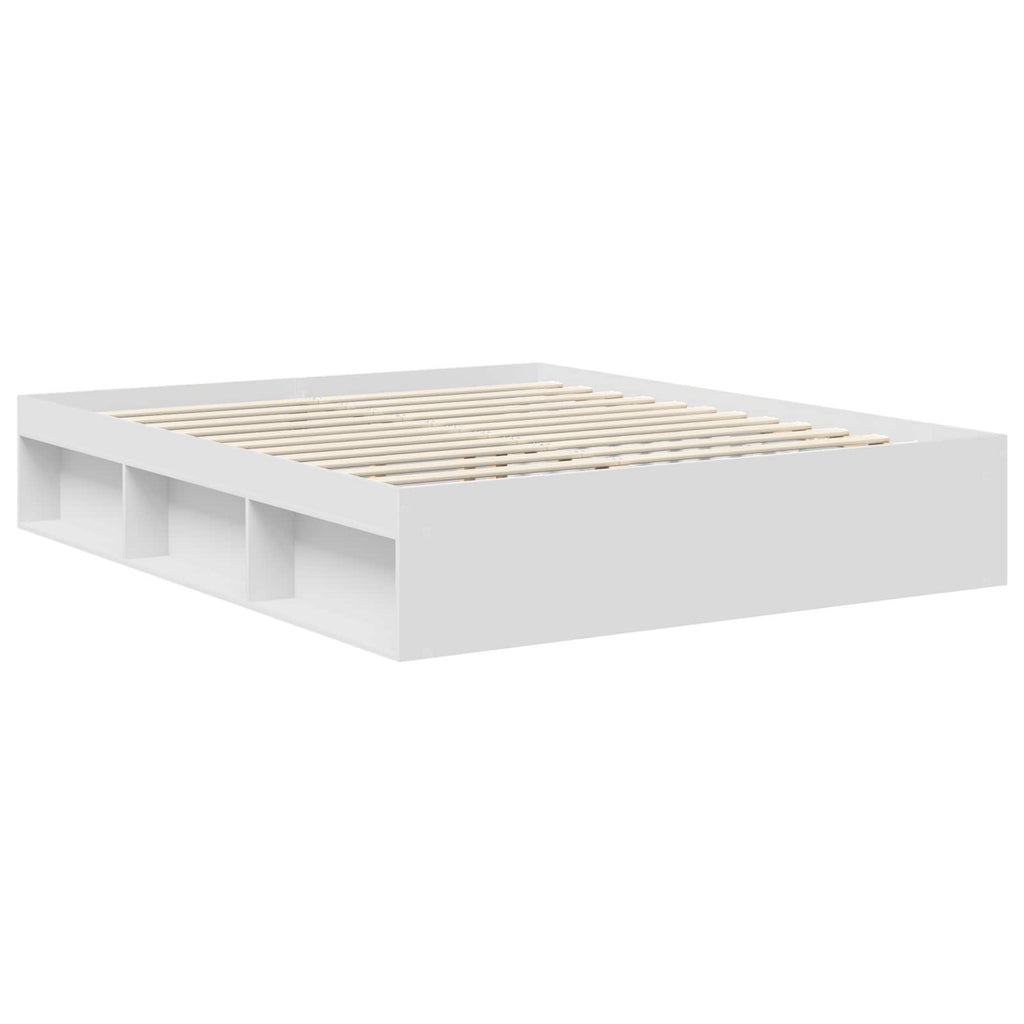 vidaXL Ramka łóżka Z zagłówkiem Biały 160 x 200 cm Lite drewno sosnowe
