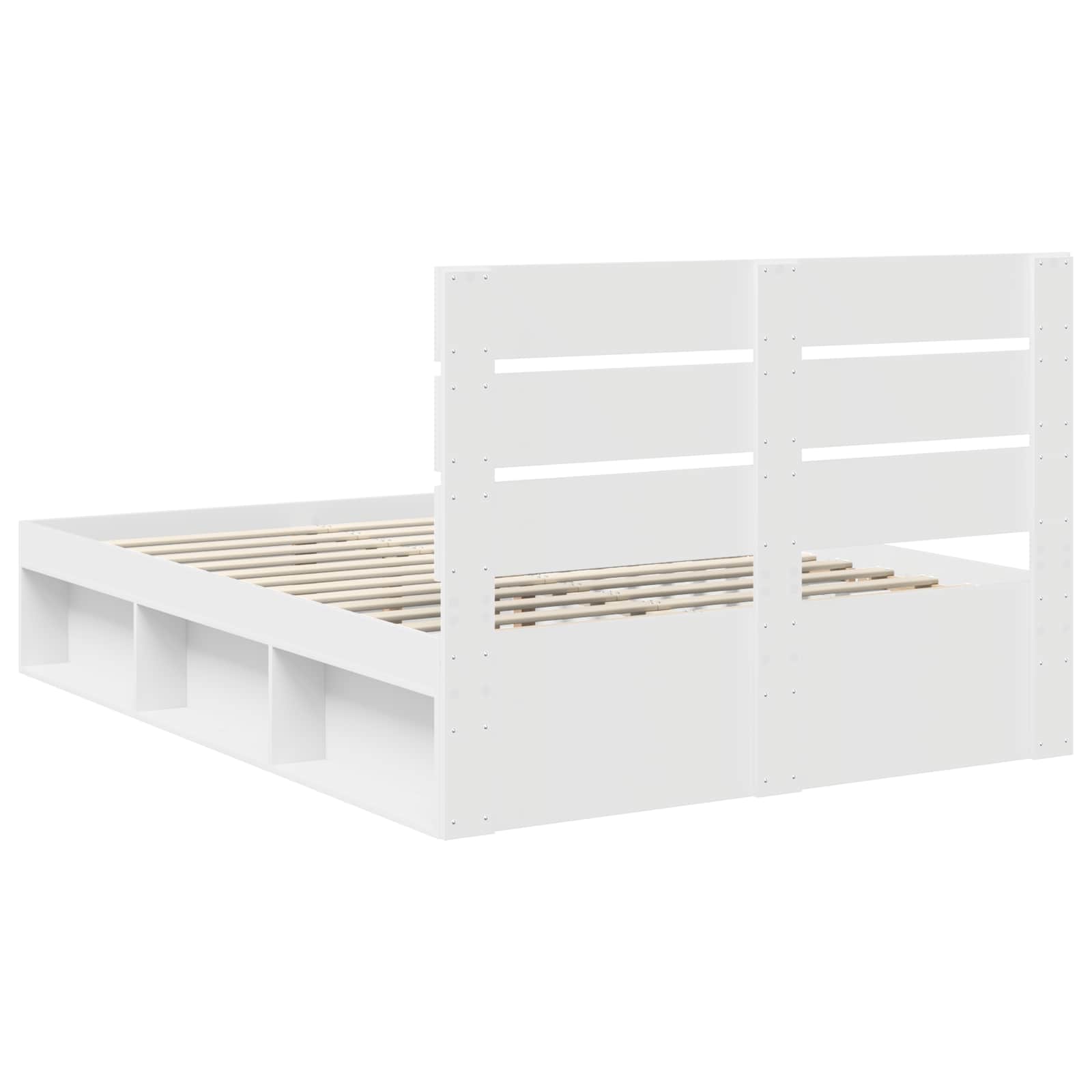 vidaXL Ramka łóżka Z zagłówkiem Biały 160 x 200 cm Lite drewno sosnowe