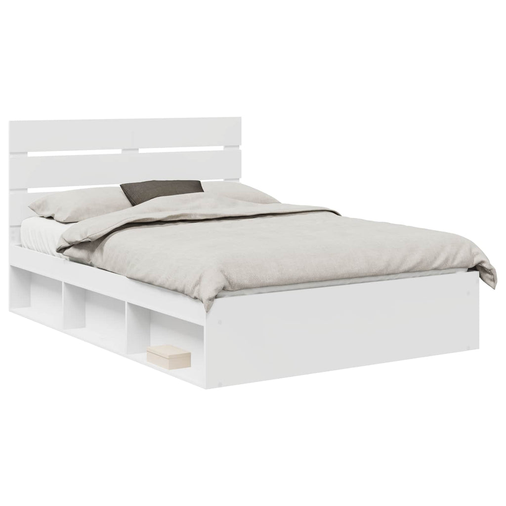 vidaXL Ramka łóżka Z zagłówkiem Biały 150 x 200 cm Lite drewno sosnowe