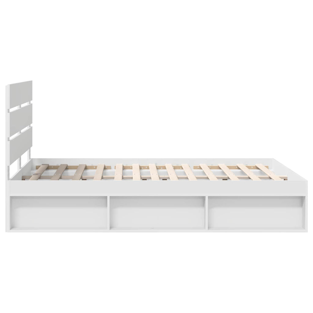 vidaXL Ramka łóżka Z zagłówkiem Biały 150 x 200 cm Lite drewno sosnowe