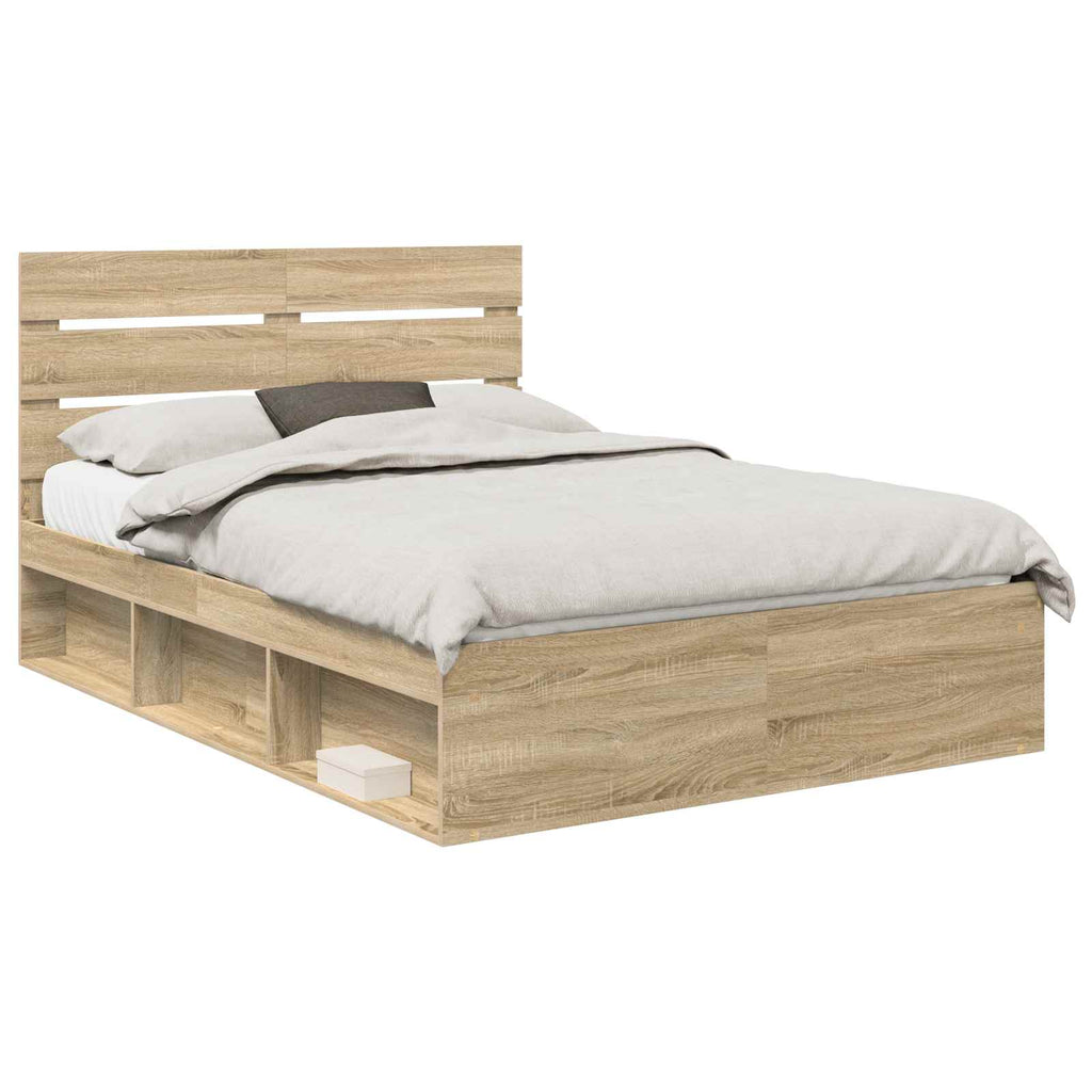 vidaXL Ramka łóżka Dąb Sonoma 150 x 200 cm Lite drewno sosnowe