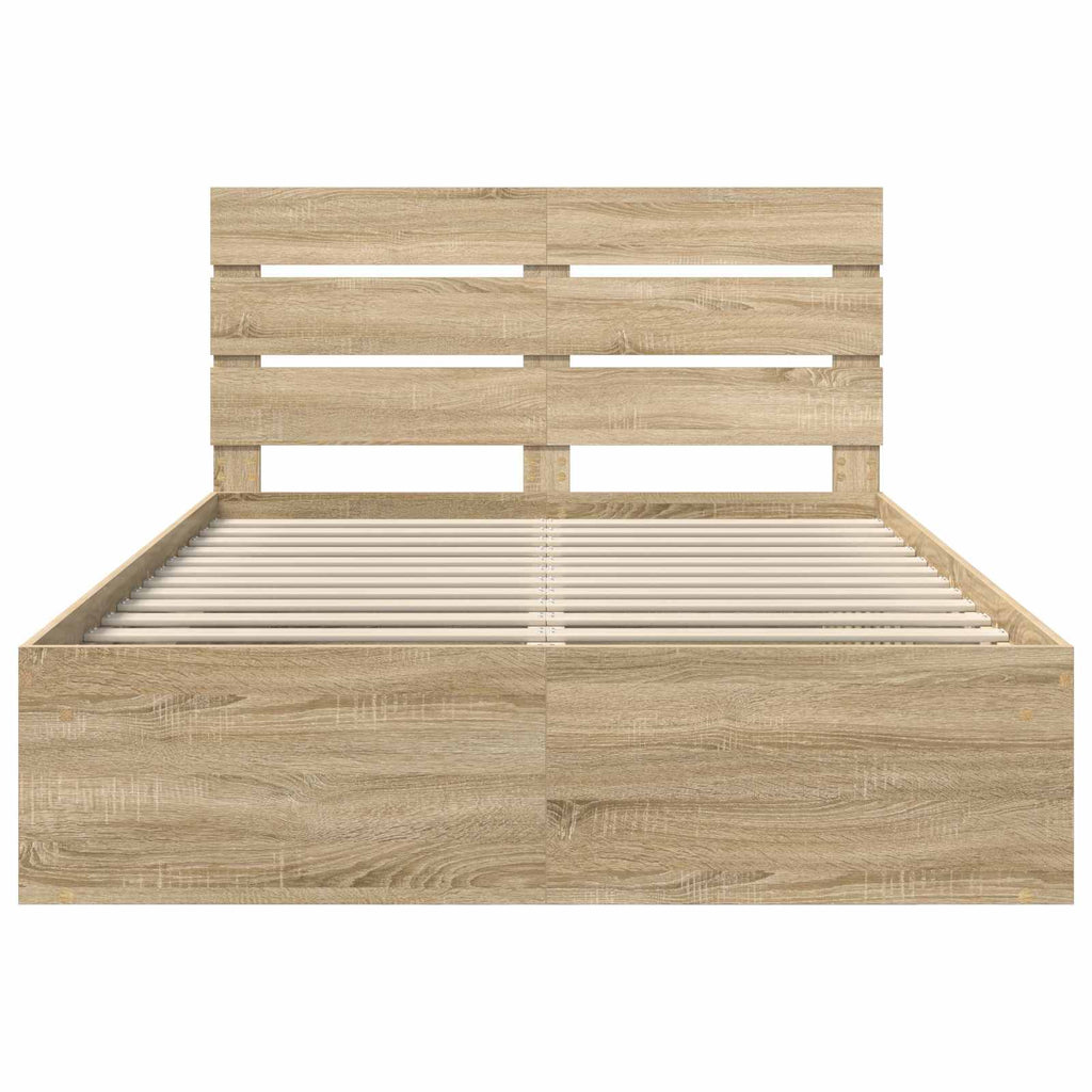 vidaXL Ramka łóżka Dąb Sonoma 150 x 200 cm Lite drewno sosnowe