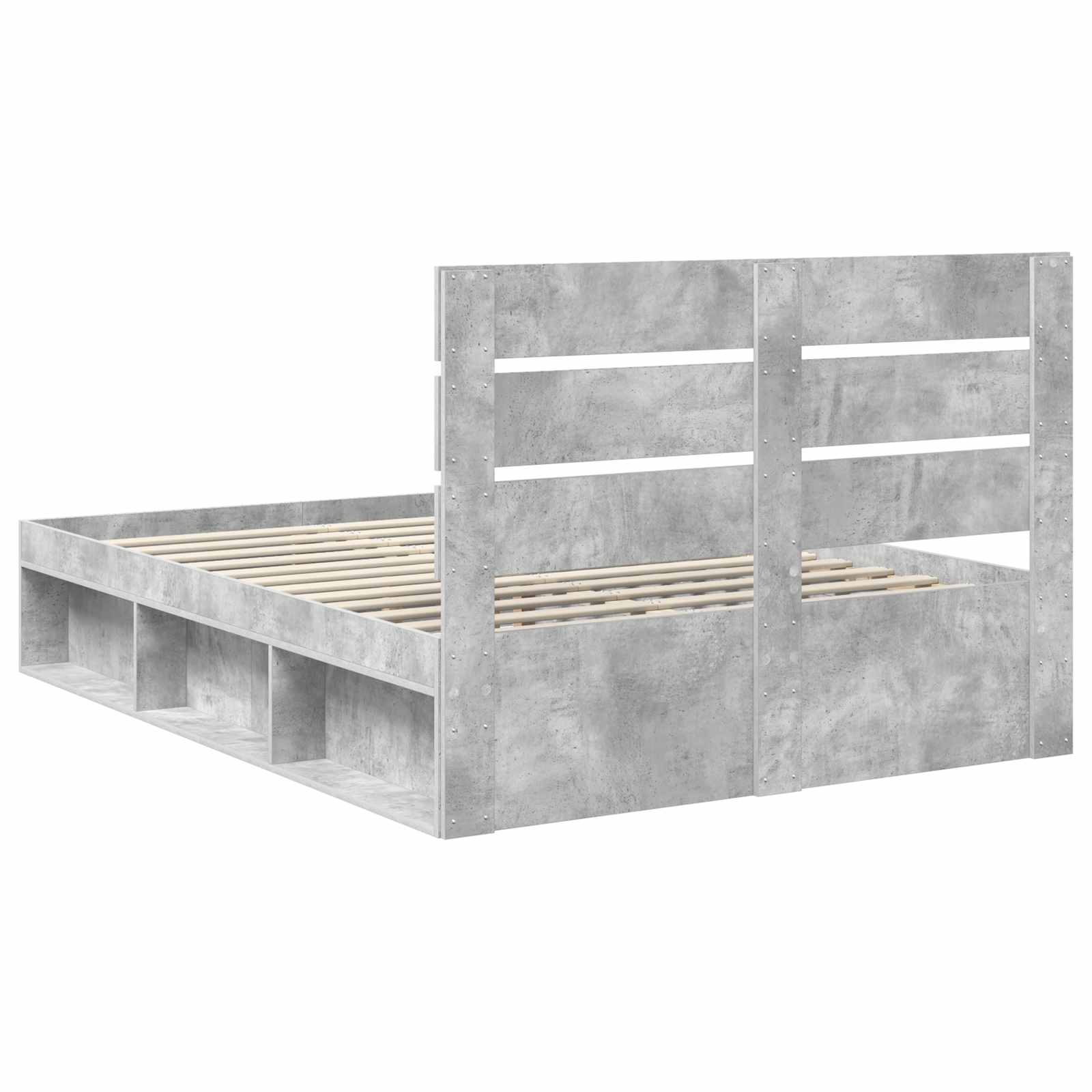 vidaXL Ramka łóżka Szary beton 150 x 200 cm Lite drewno sosnowe