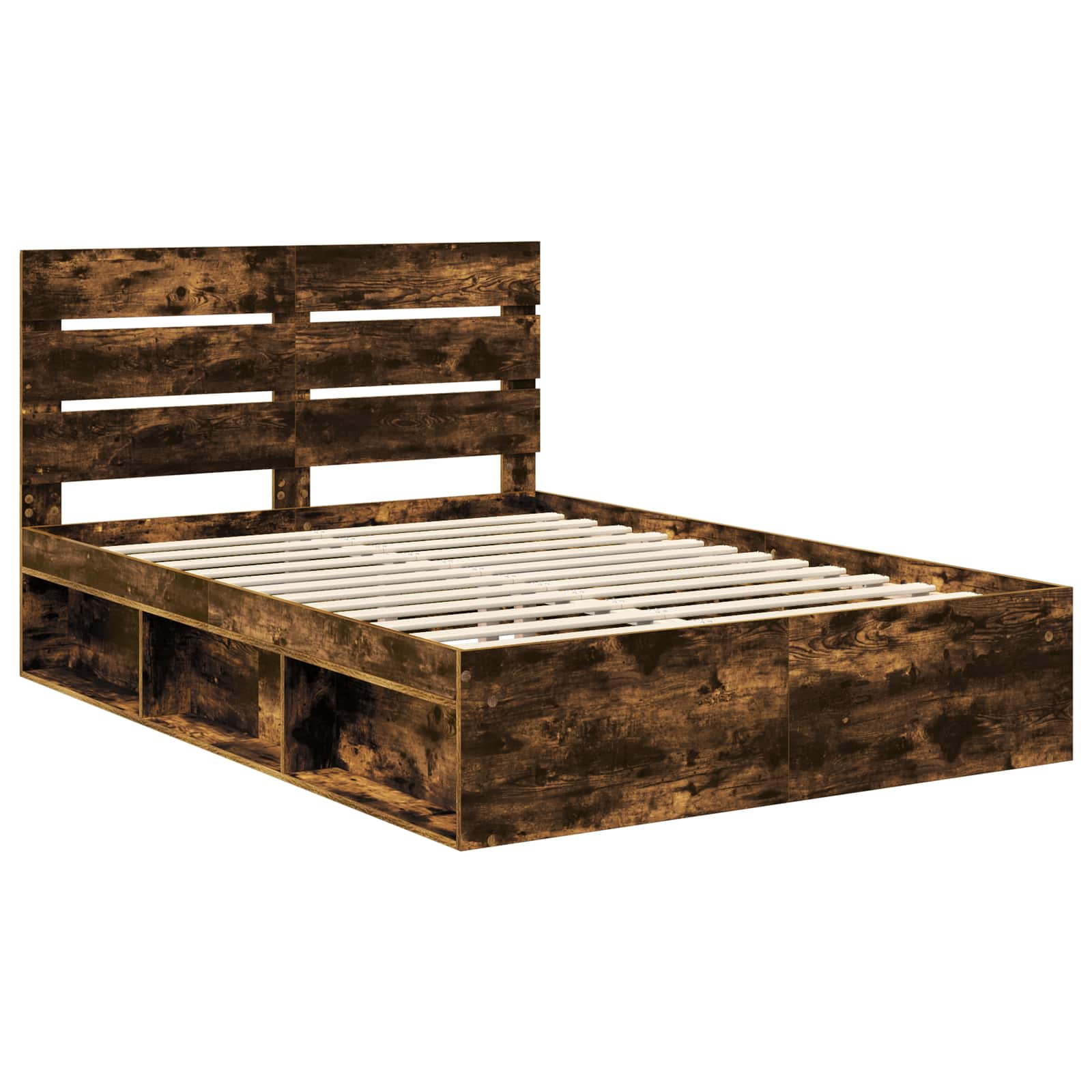 vidaXL Ramka łóżka Dąb wędzony 150 x 200 cm Lite drewno sosnowe
