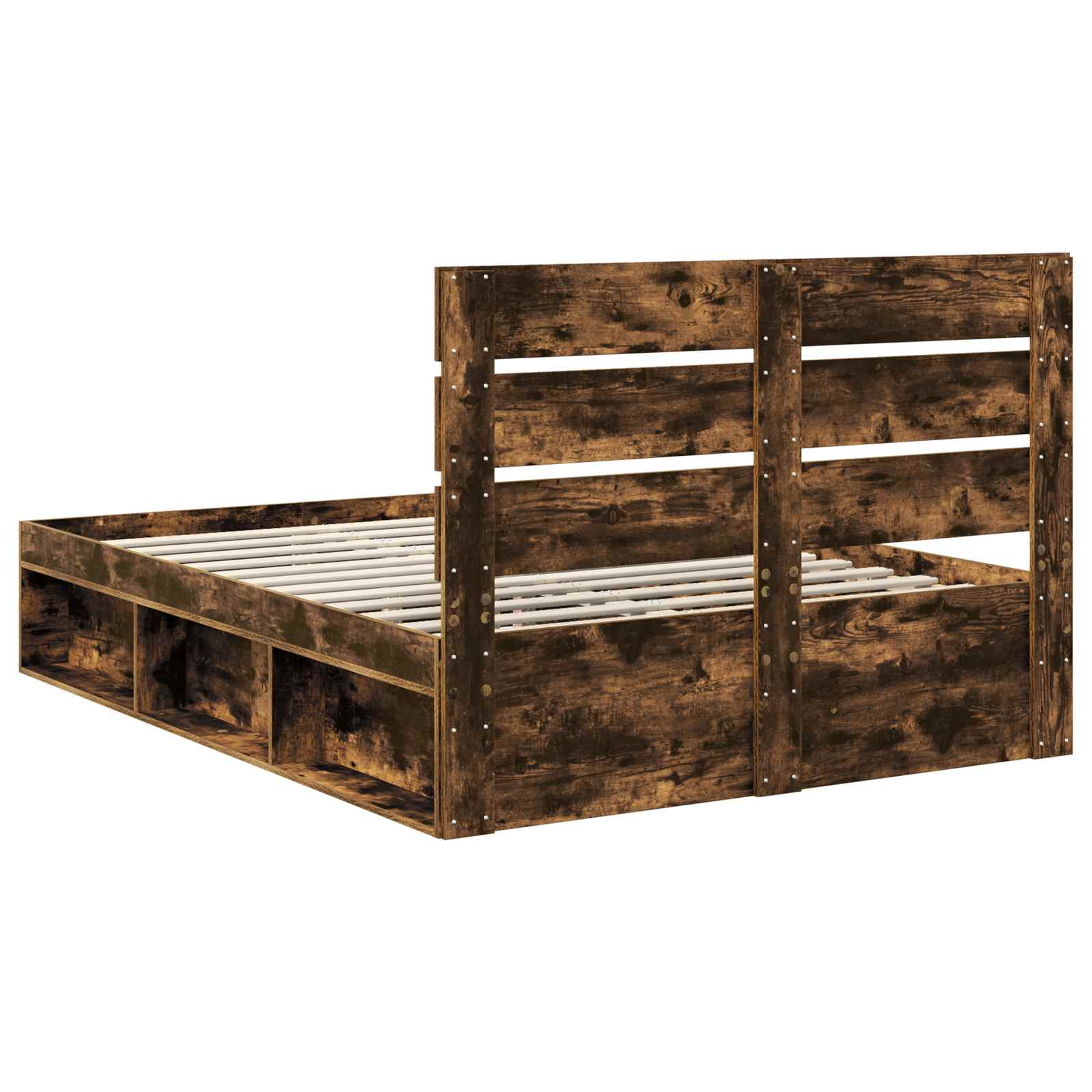 vidaXL Ramka łóżka Dąb wędzony 150 x 200 cm Lite drewno sosnowe