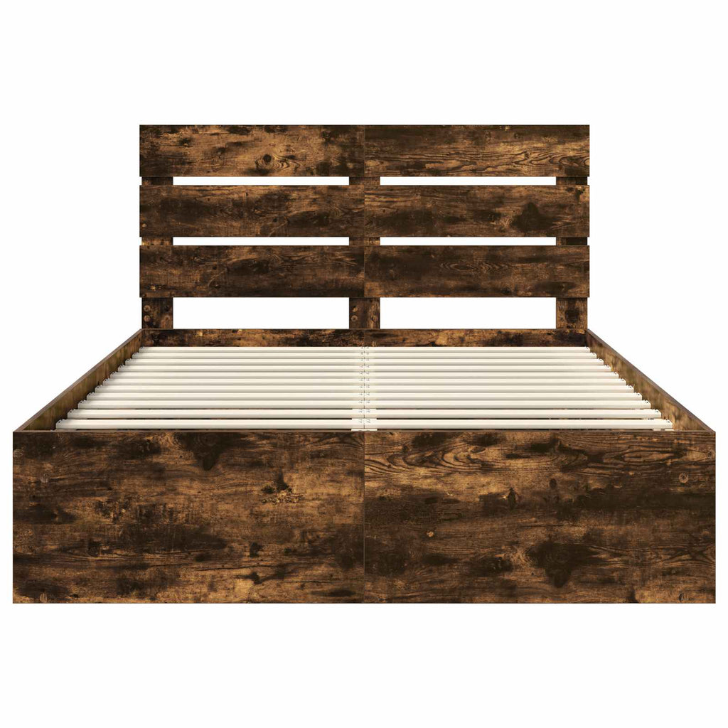 vidaXL Ramka łóżka Dąb wędzony 150 x 200 cm Lite drewno sosnowe