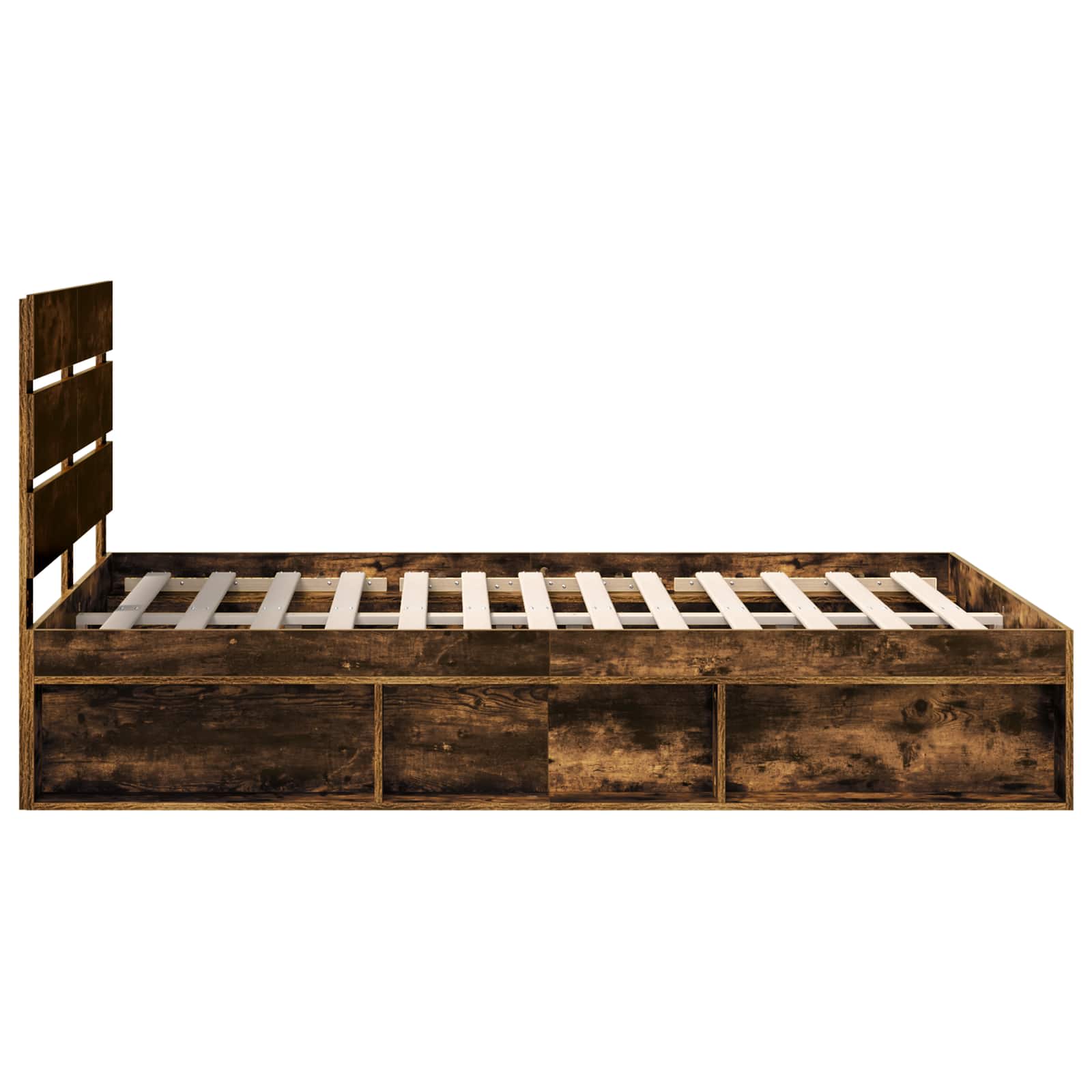 vidaXL Ramka łóżka Dąb wędzony 150 x 200 cm Lite drewno sosnowe