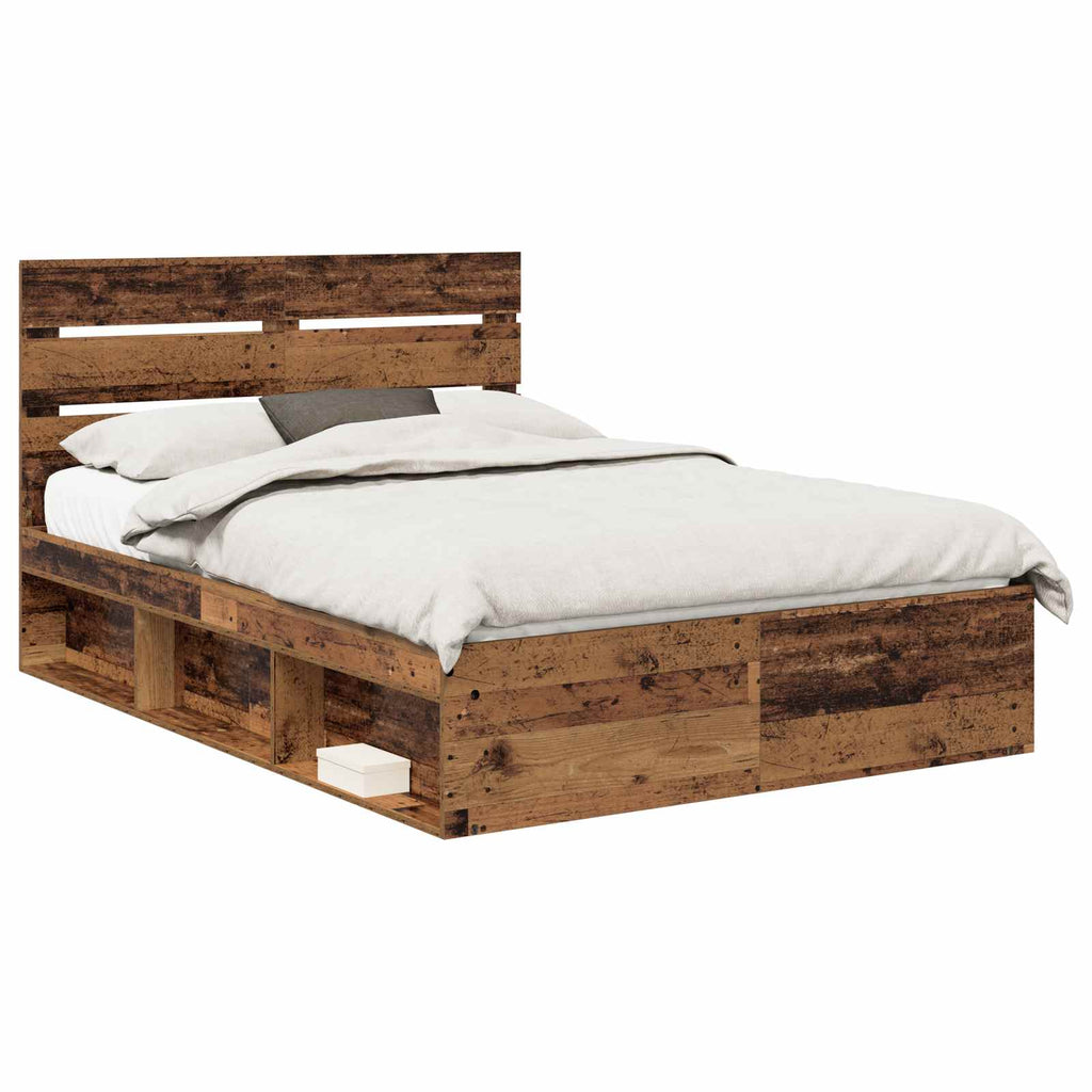 vidaXL Ramka łóżka Stare drewno 150 x 200 cm Lite drewno sosnowe