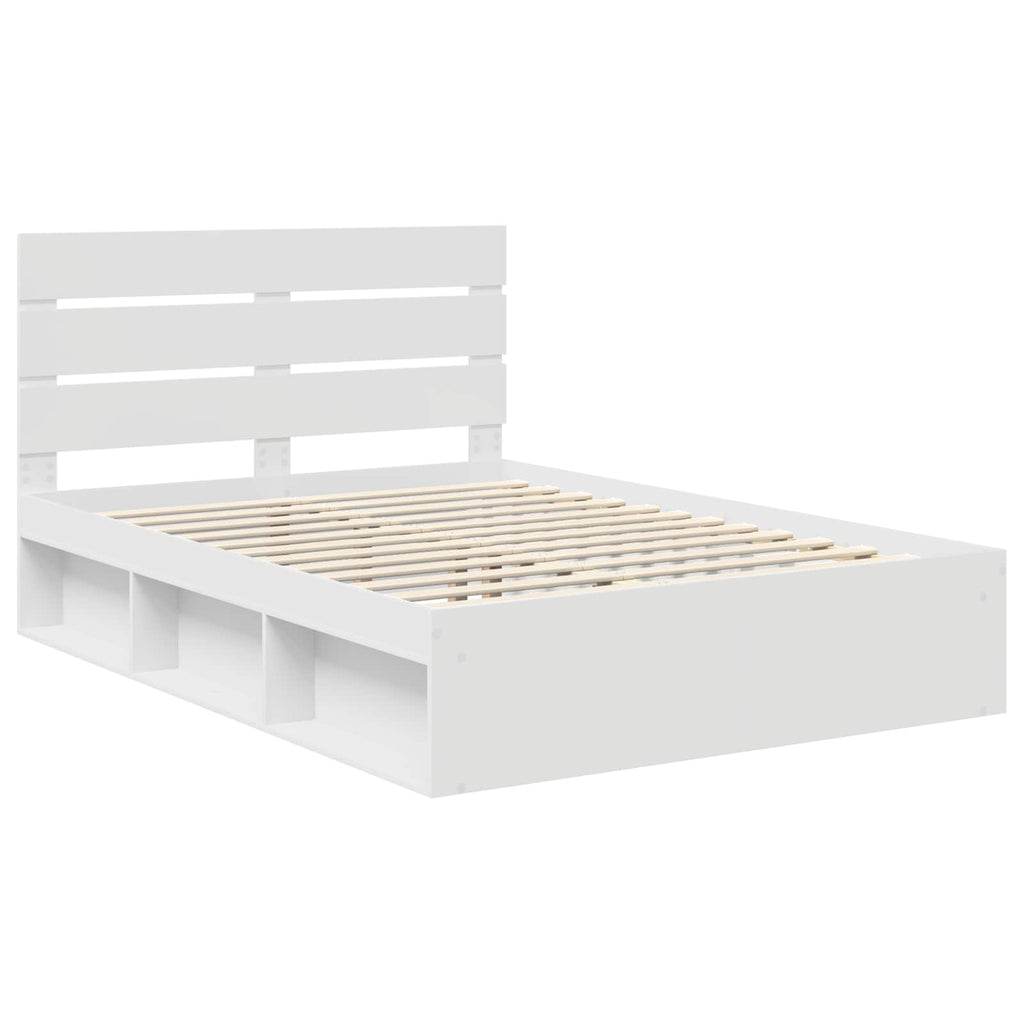 vidaXL Ramka łóżka Z zagłówkiem Biały 140 x 200 cm Lite drewno sosnowe
