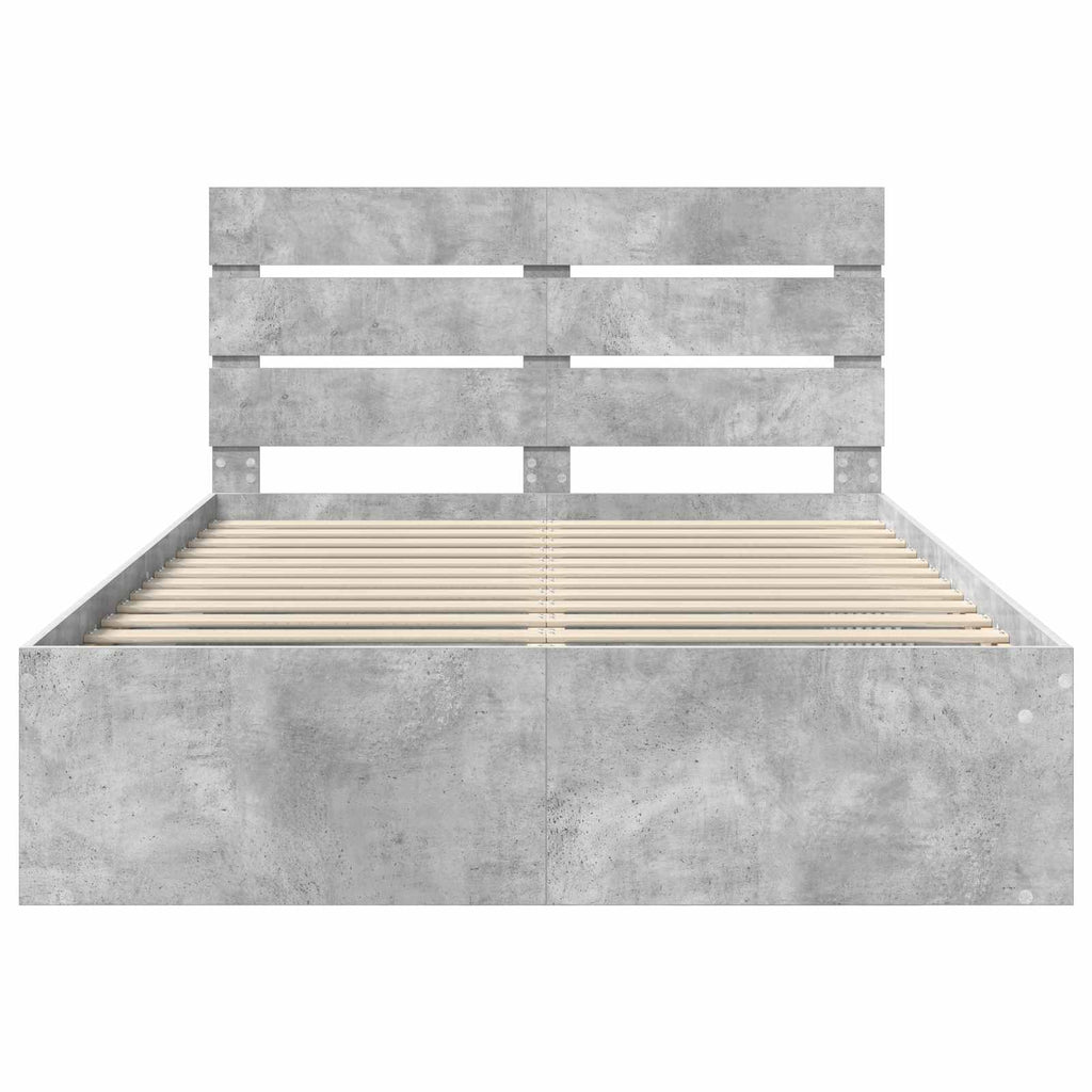 vidaXL Ramka łóżka Betonowy 140 x 200 cm Lite drewno sosnowe