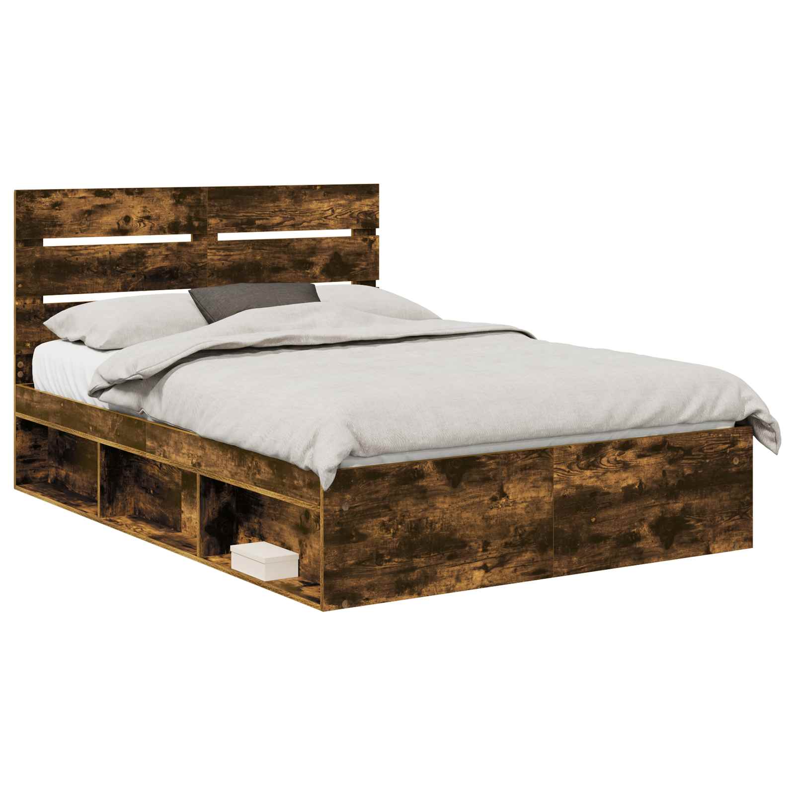 vidaXL Ramka łóżka Dąb wędzony 140 x 200 cm Lite drewno sosnowe
