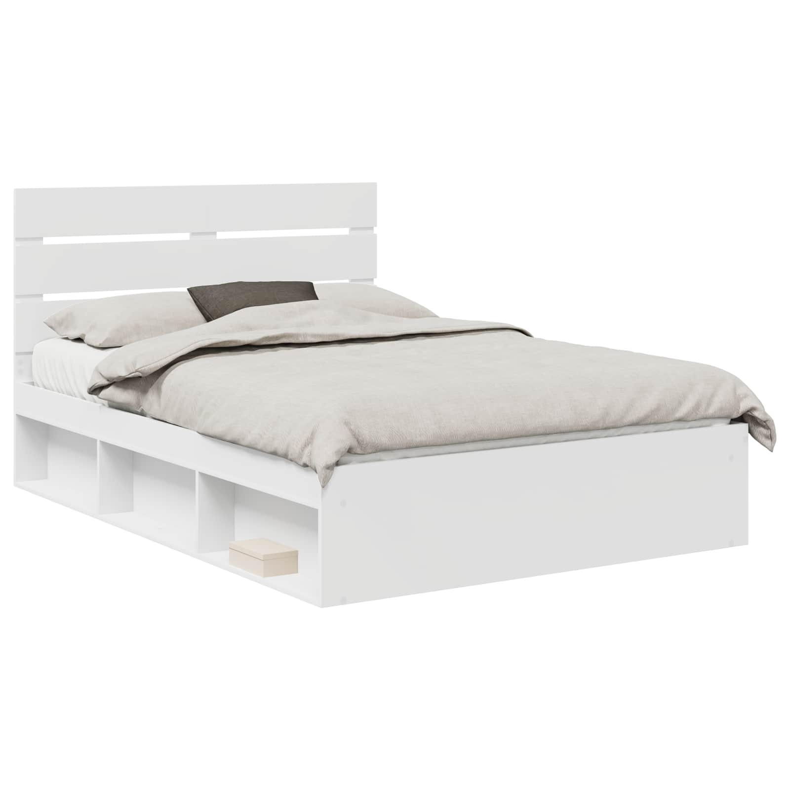 vidaXL Ramka łóżka Z zagłówkiem Biały 140 x 190 cm Lite drewno sosnowe