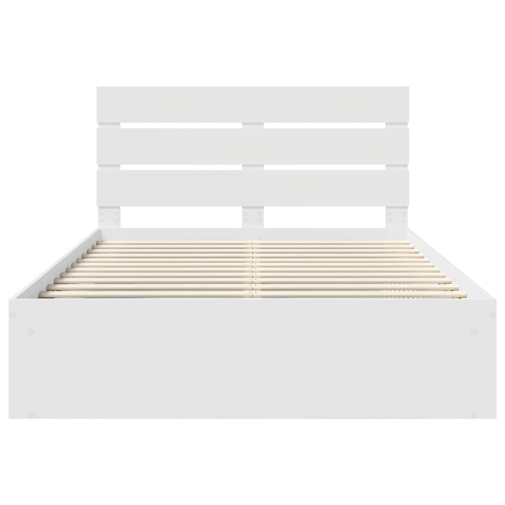 vidaXL Ramka łóżka Z zagłówkiem Biały 140 x 190 cm Lite drewno sosnowe
