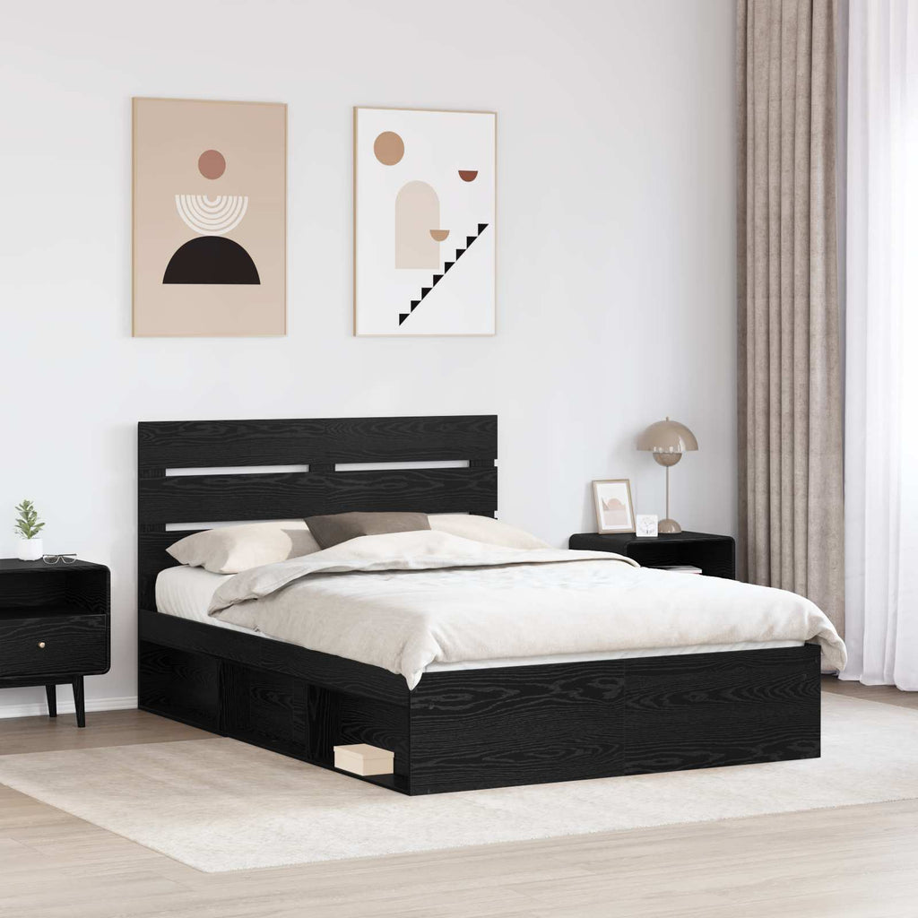 vidaXL Ramka łóżka Czarny 140 x 190 cm Lite drewno sosnowe