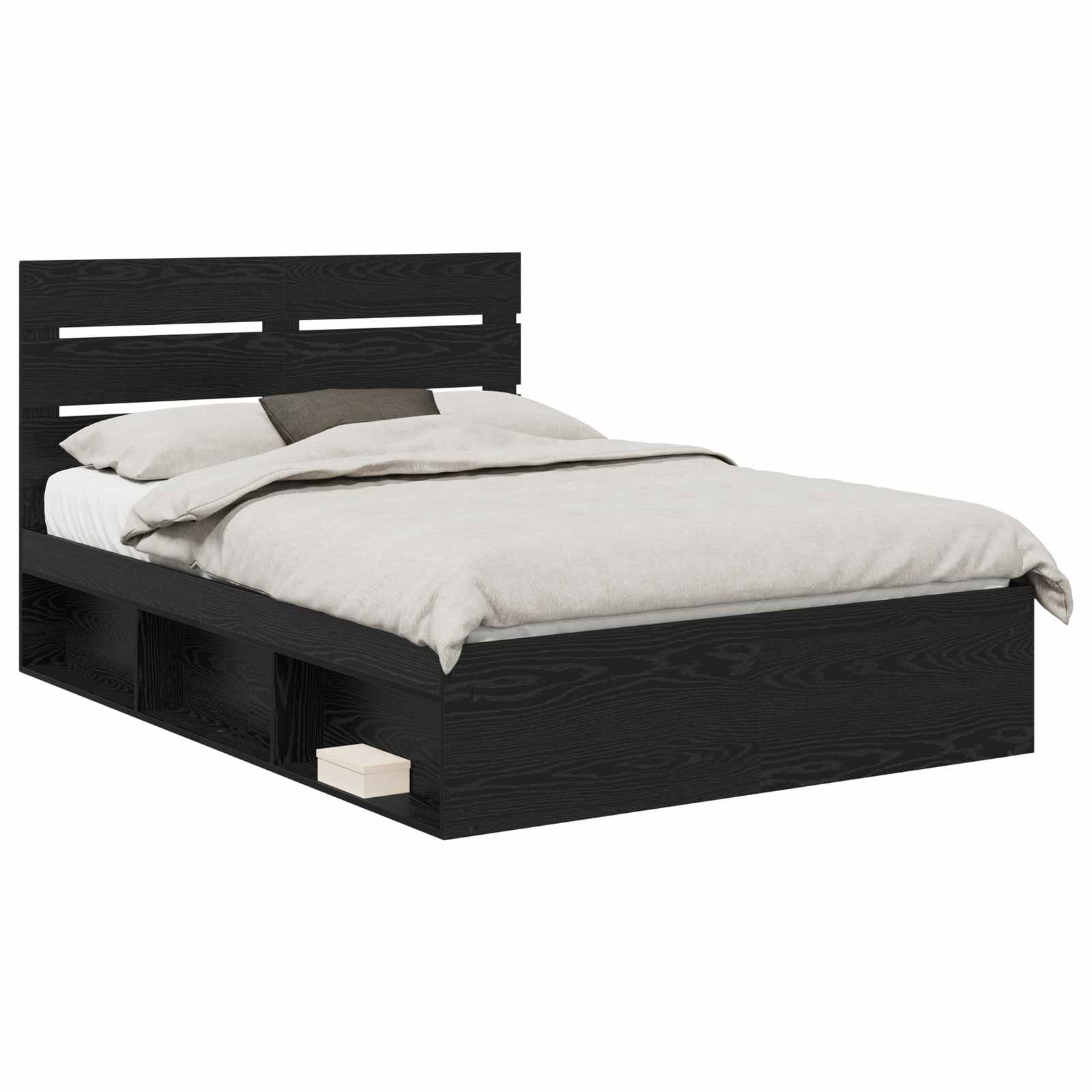 vidaXL Ramka łóżka Czarny 140 x 190 cm Lite drewno sosnowe