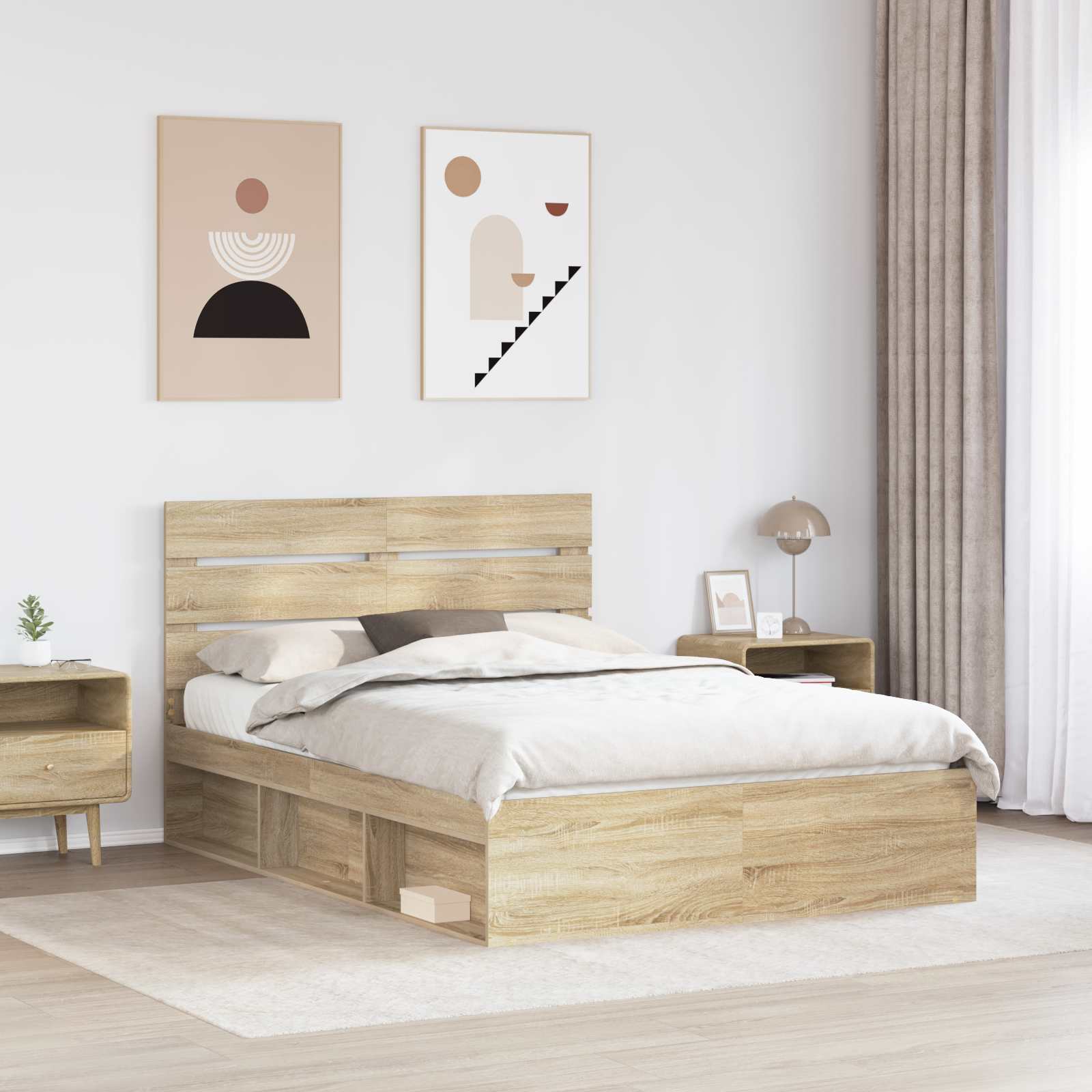 vidaXL Ramka łóżka Sonoma 140 x 190 cm Lite drewno sosnowe