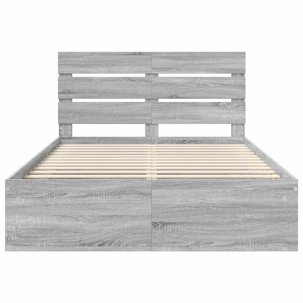 vidaXL Ramka łóżka Szary Sonoma 140 x 190 cm Lite drewno sosnowe