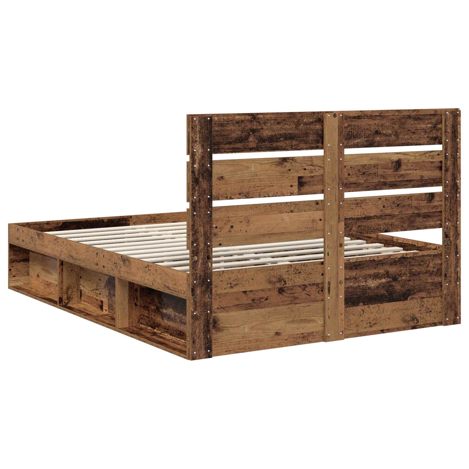 vidaXL Ramka łóżka Stare drewno 140 x 190 cm Lite drewno sosnowe