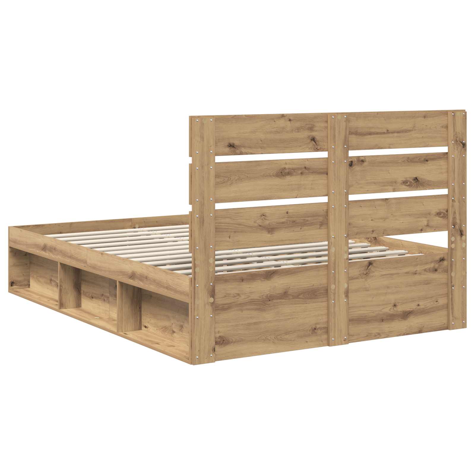 vidaXL Ramka łóżka Dąb rzemieślniczy 140 x 190 cm Lite drewno sosnowe