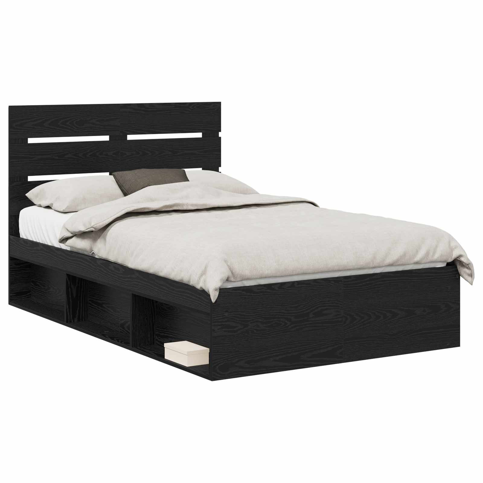 vidaXL Ramka łóżka Czarny 135 x 190 cm Lite drewno sosnowe
