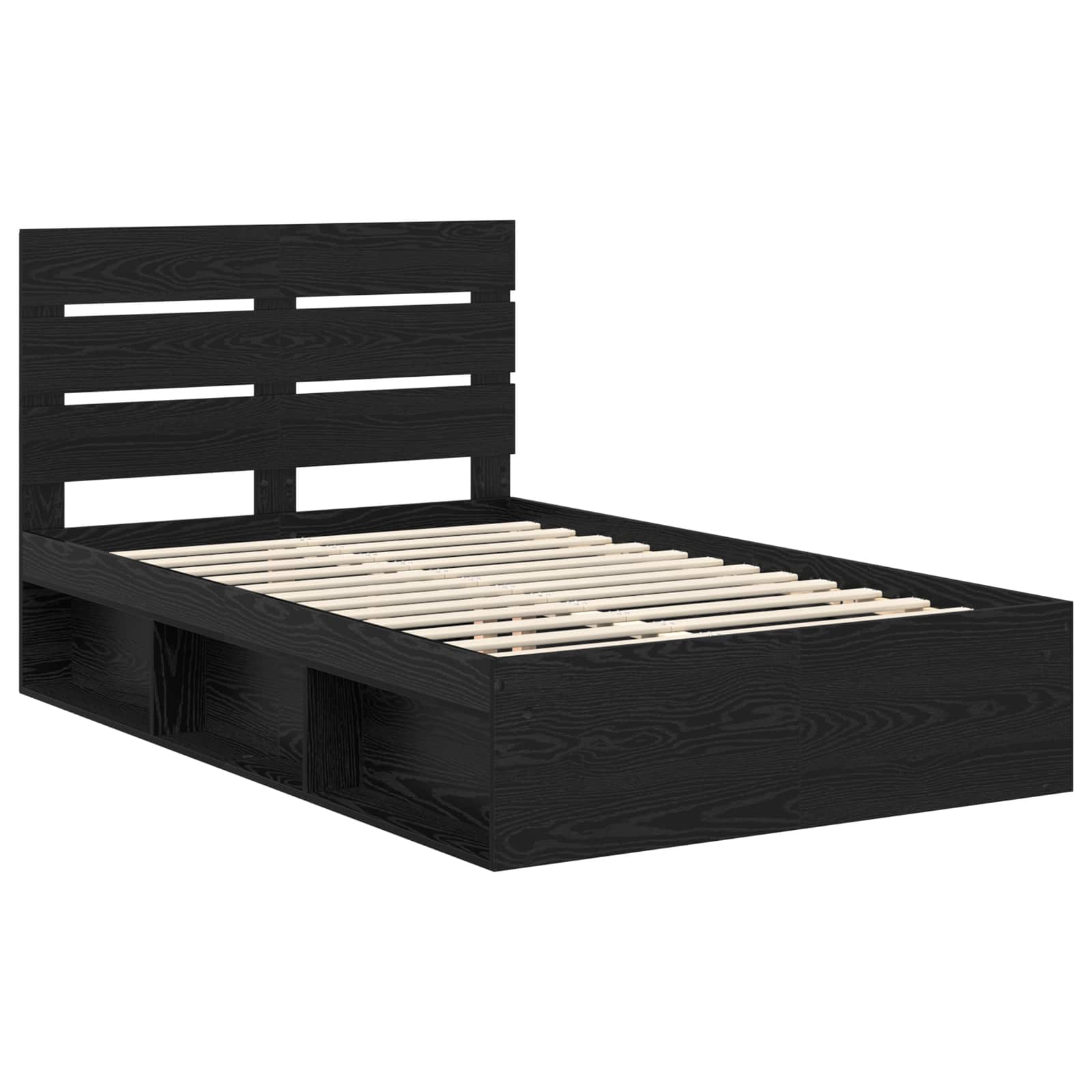 vidaXL Ramka łóżka Czarny 135 x 190 cm Lite drewno sosnowe