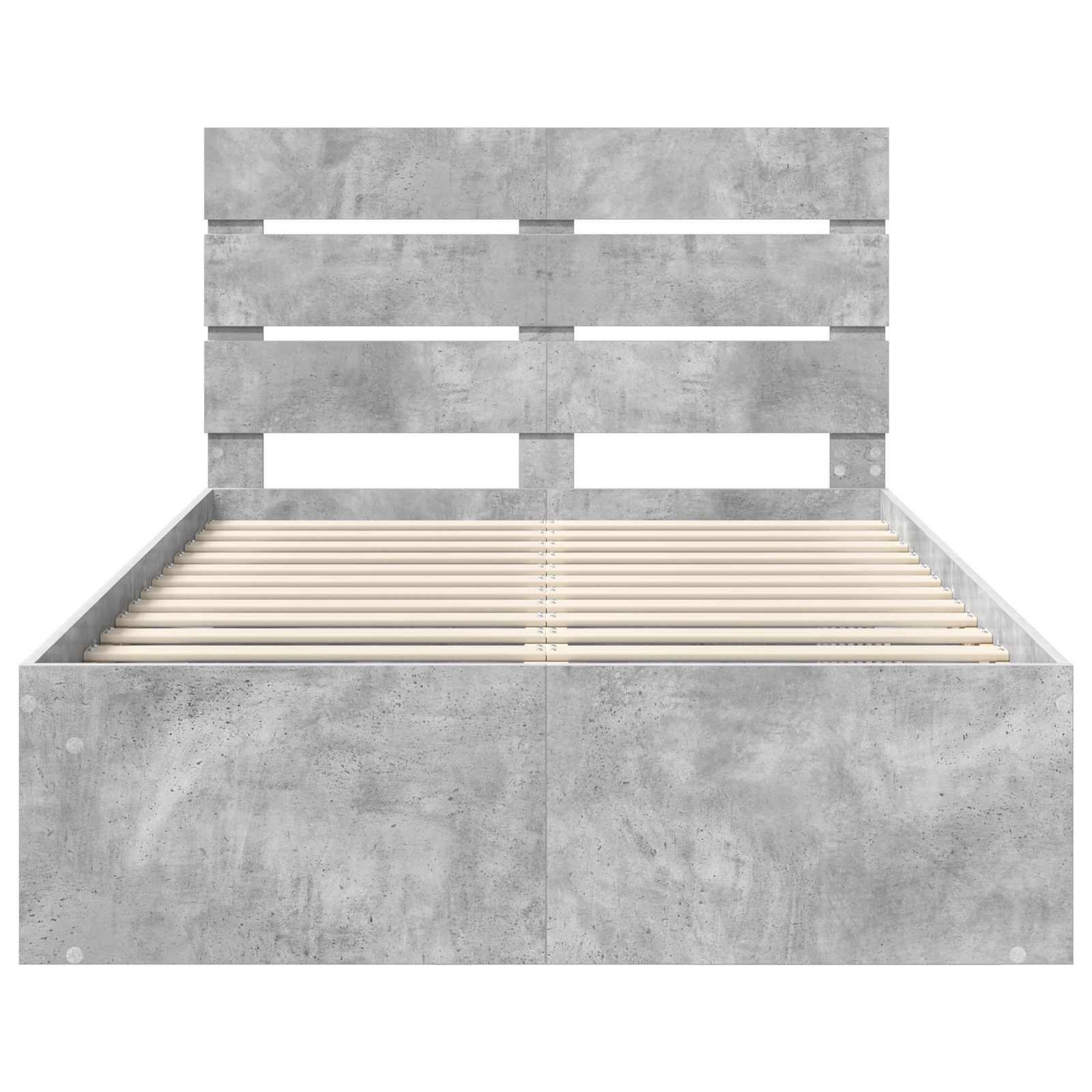 vidaXL Ramka łóżka Szary beton 135 x 190 cm Lite drewno sosnowe