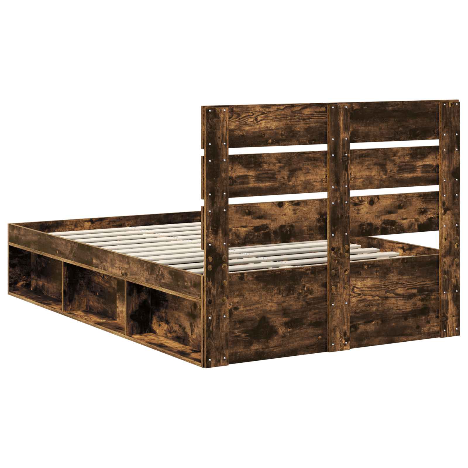vidaXL Ramka łóżka Dąb wędzony 135 x 190 cm Lite drewno sosnowe