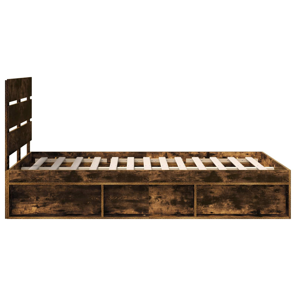 vidaXL Ramka łóżka Dąb wędzony 135 x 190 cm Lite drewno sosnowe