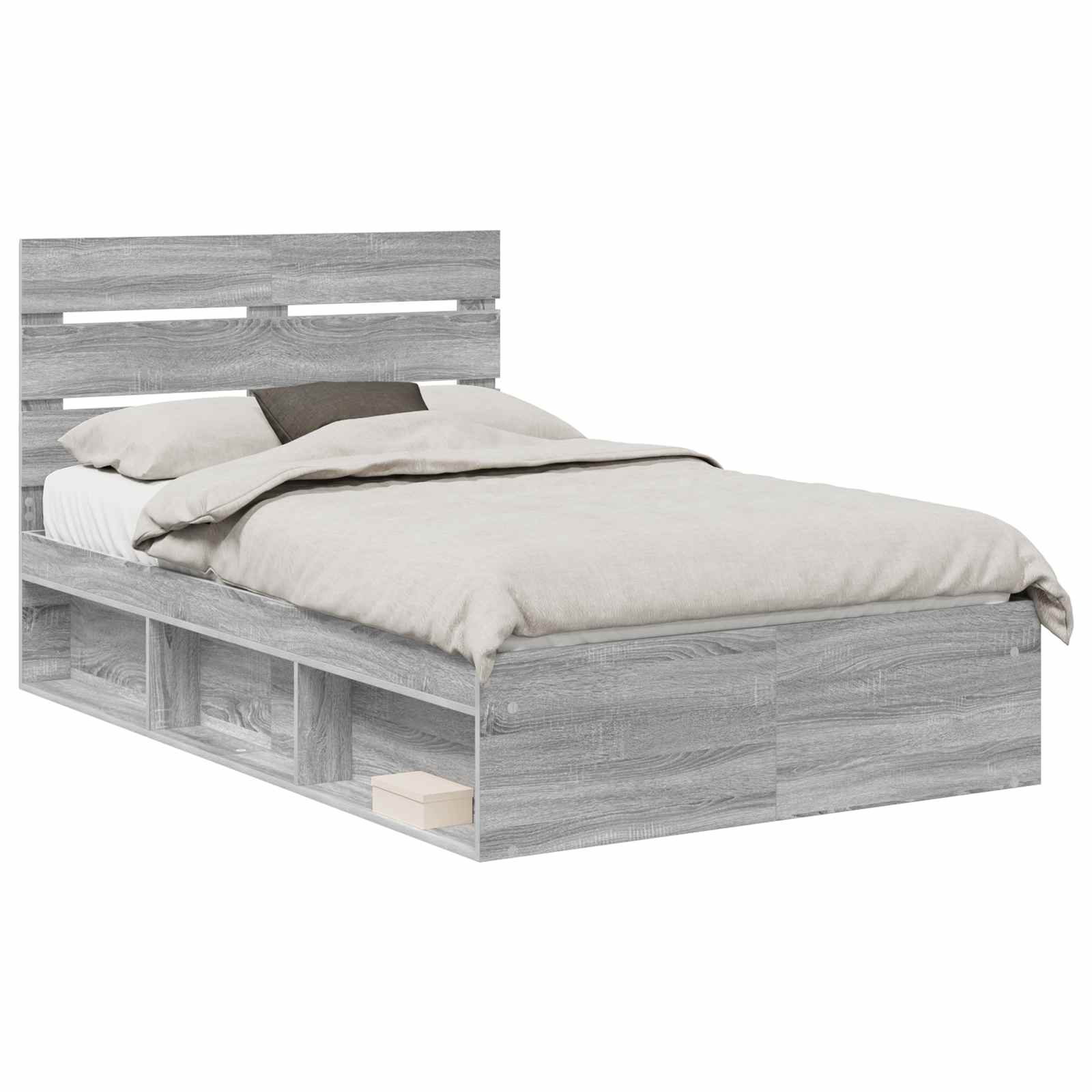 vidaXL Ramka łóżka Szary Sonoma 135 x 190 cm Lite drewno sosnowe