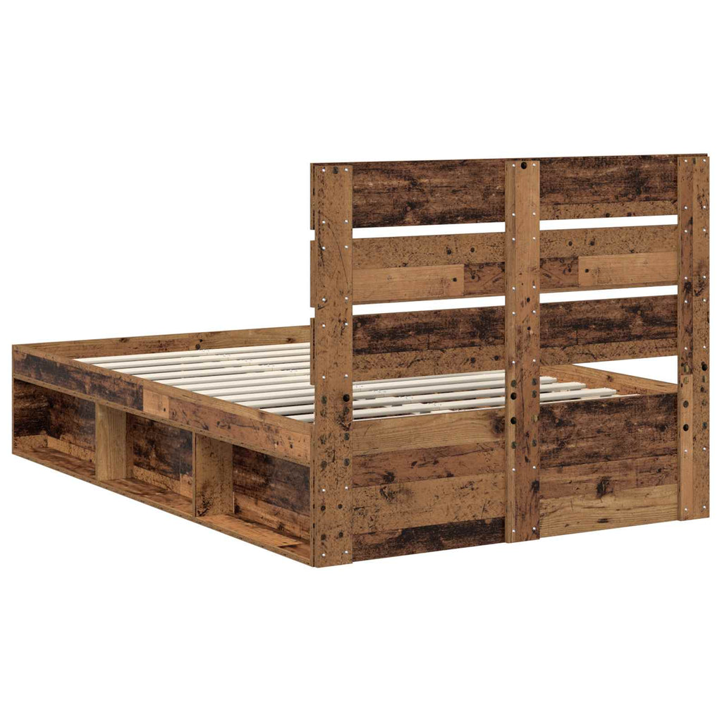 vidaXL Ramka łóżka Stare drewno 135 x 190 cm Lite drewno sosnowe
