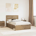 vidaXL Ramka łóżka Dąb rzemieślniczy 135 x 190 cm Lite drewno sosnowe